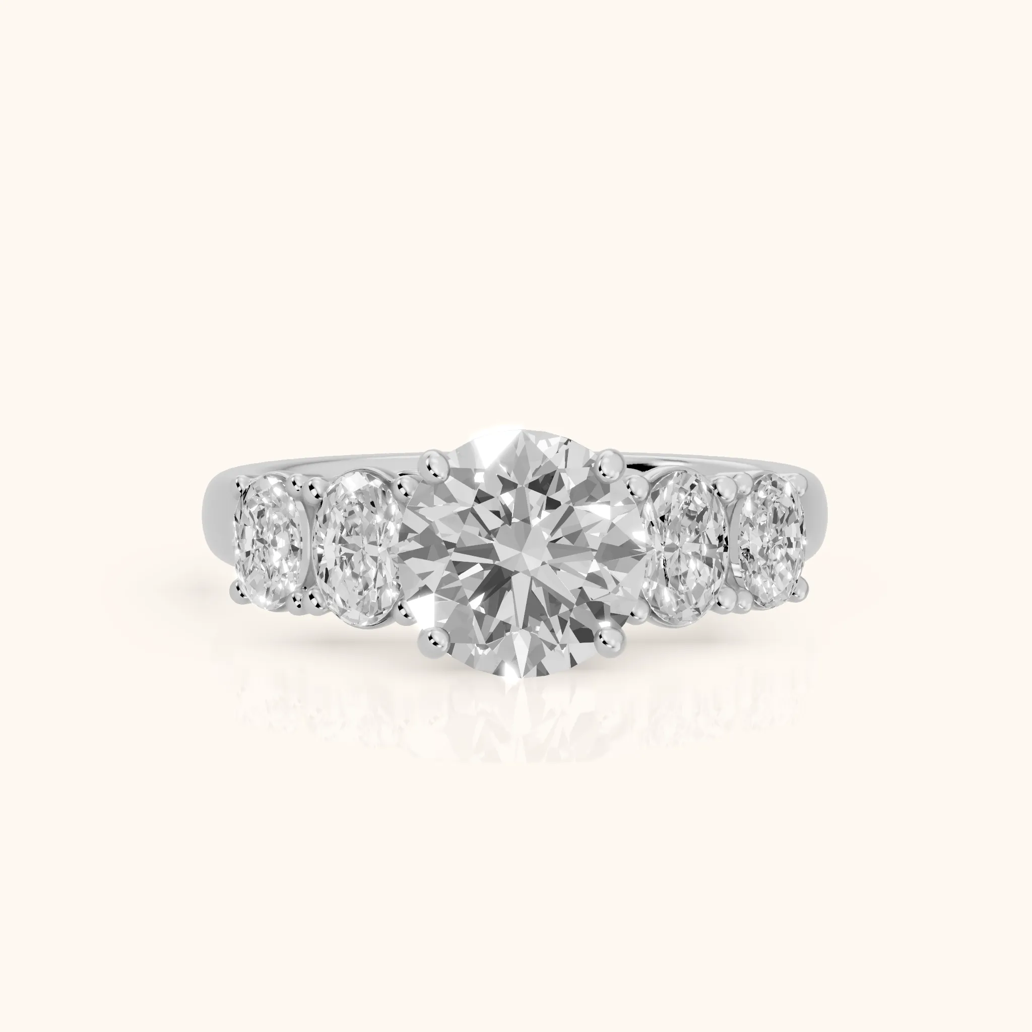 Judith Statement Five-Stone Round Diamond Engagement Ring in Silver — view 1