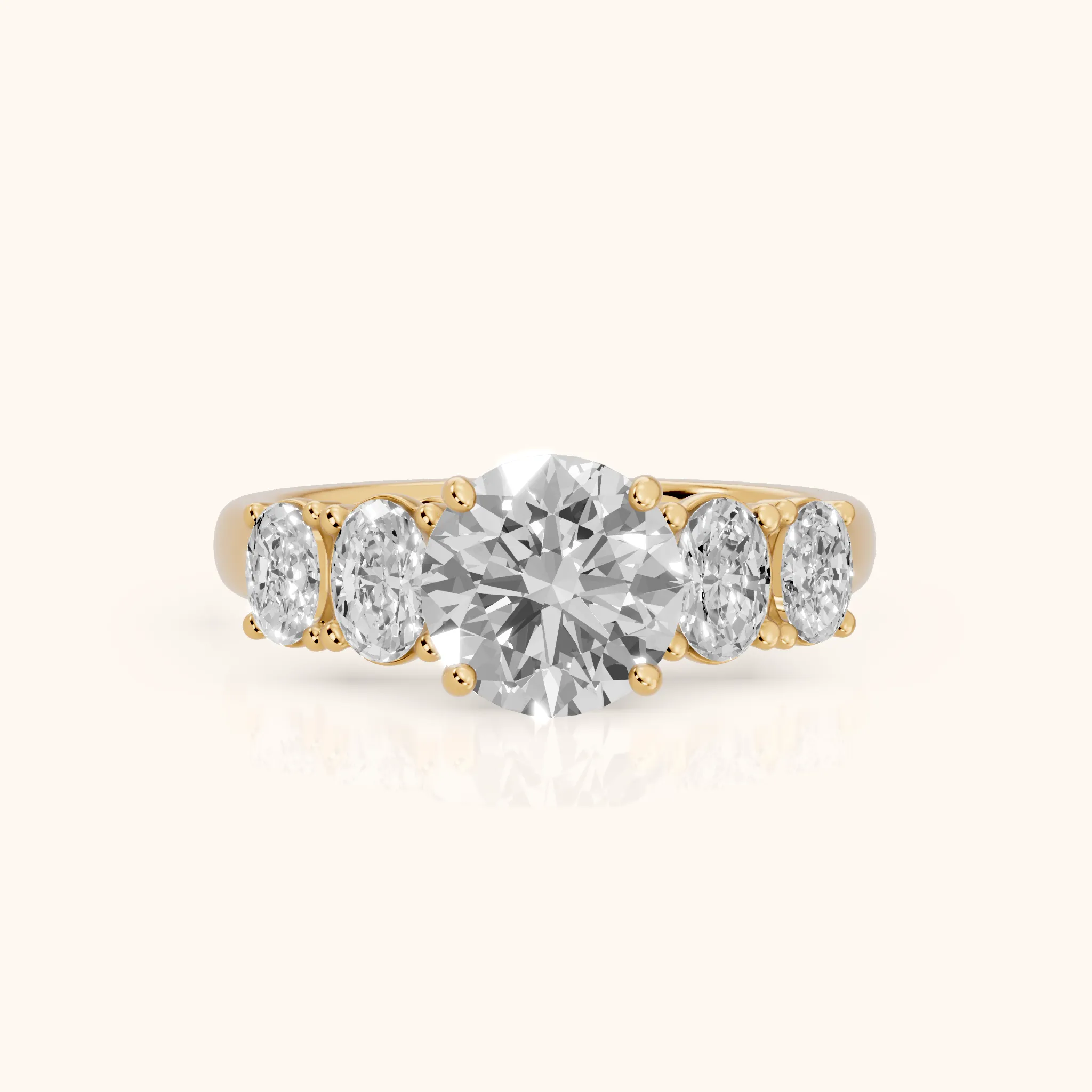 Judith Statement Five-Stone Round Diamond Engagement Ring in Yellow Gold — view 1