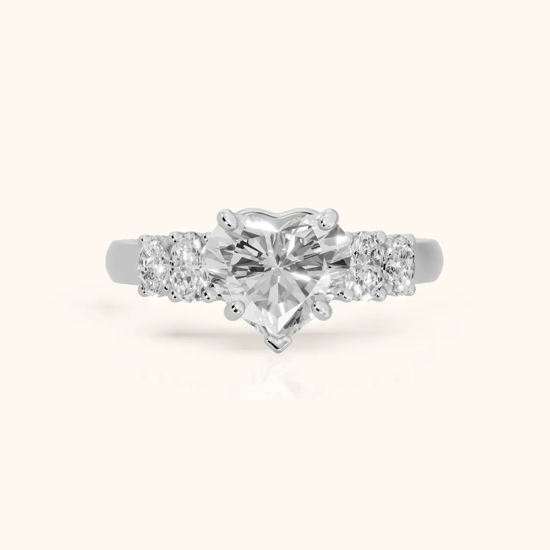 Kirsten Graduated Five-Stone Heart Diamond Engagement Ring in Platinum — view 2