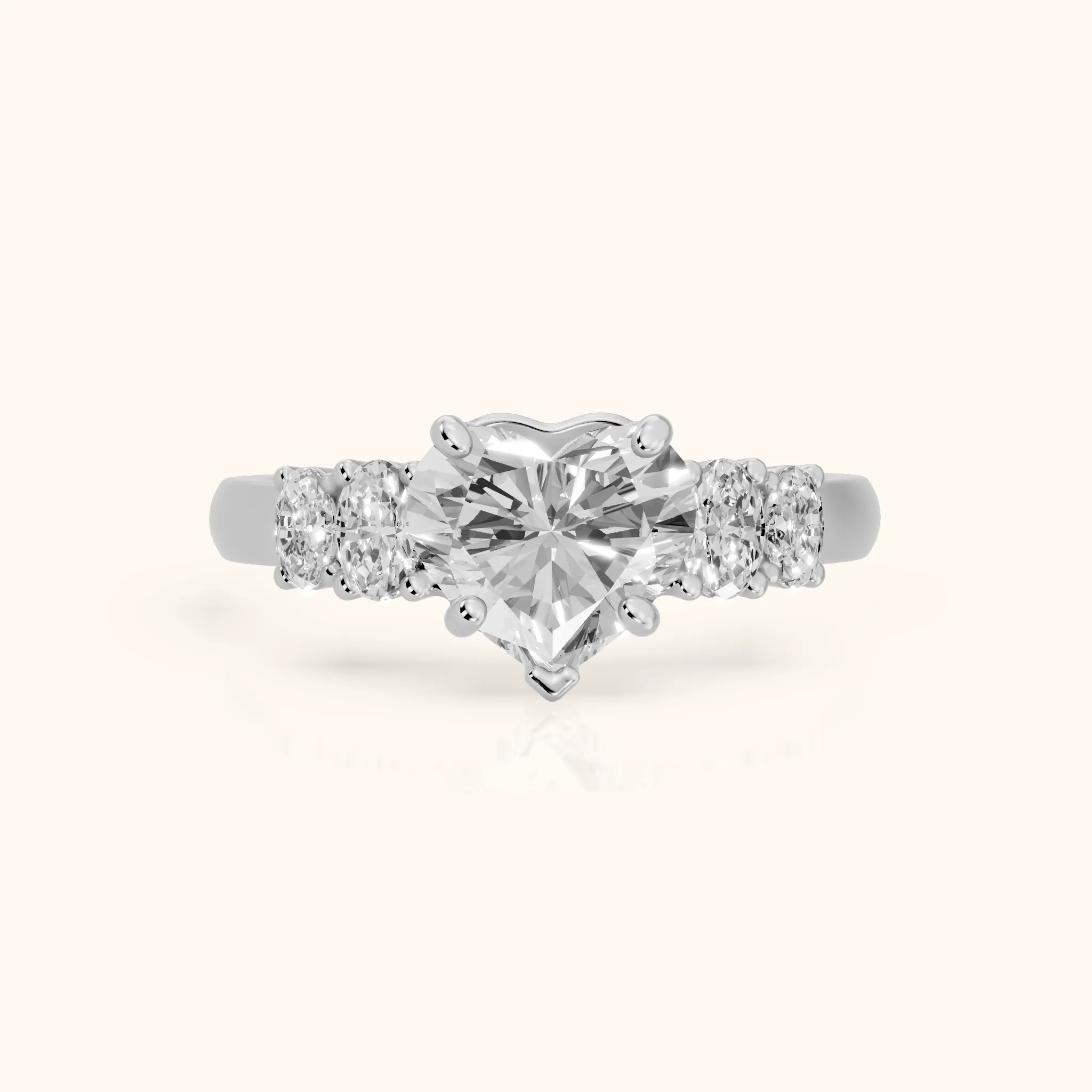 Kirsten Graduated Five-Stone Heart Diamond Engagement Ring in Platinum — view 1