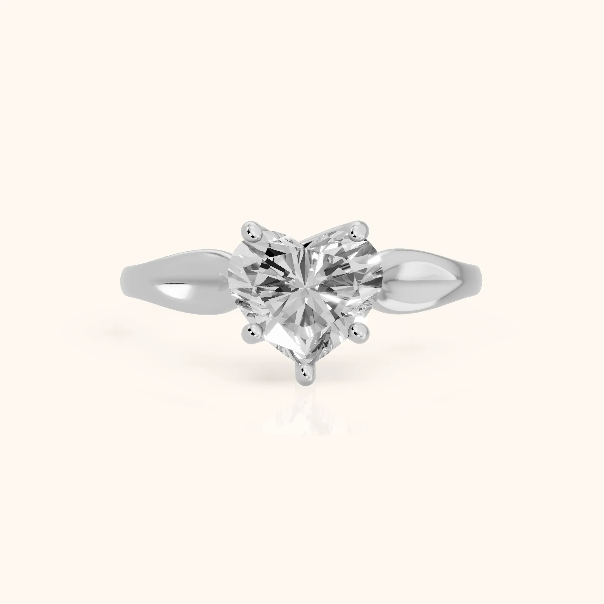 Lauretta Leaf Solitaire Heart Diamond Engagement Ring in Platinum — view 1