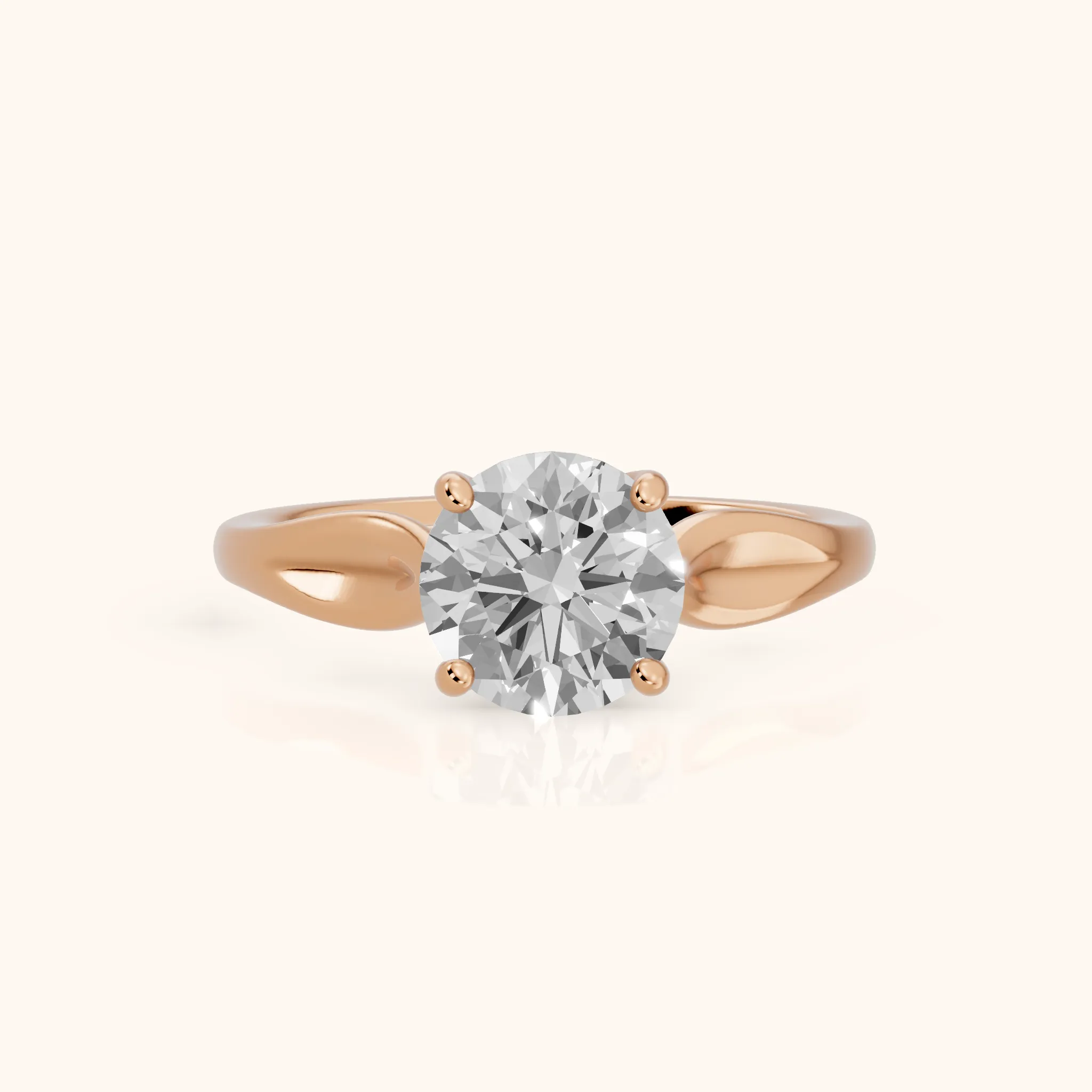Lauretta Leaf Solitaire Round Diamond Engagement Ring in Rose Gold — view 1