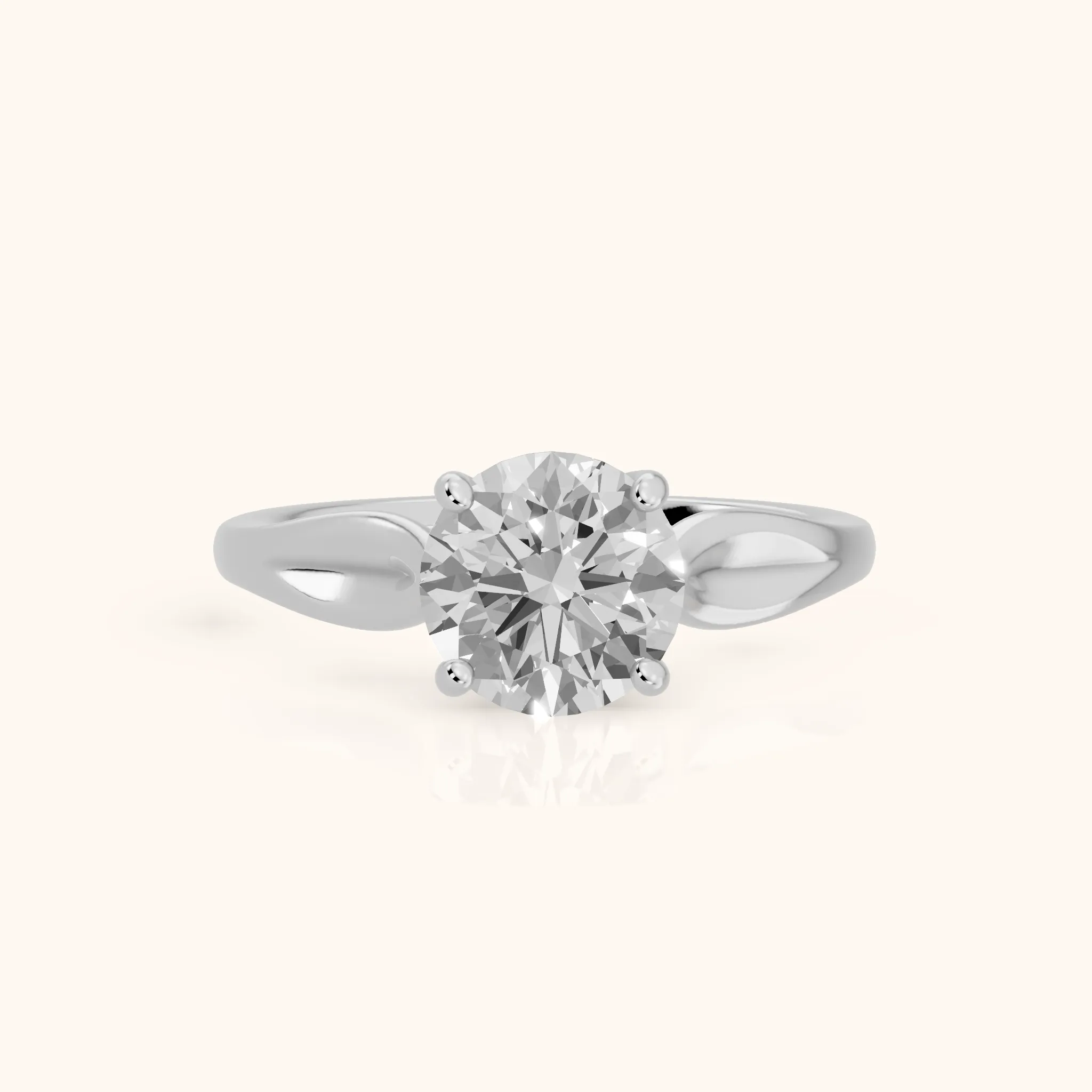 Lauretta Leaf Solitaire Round Diamond Engagement Ring in Platinum — view 1