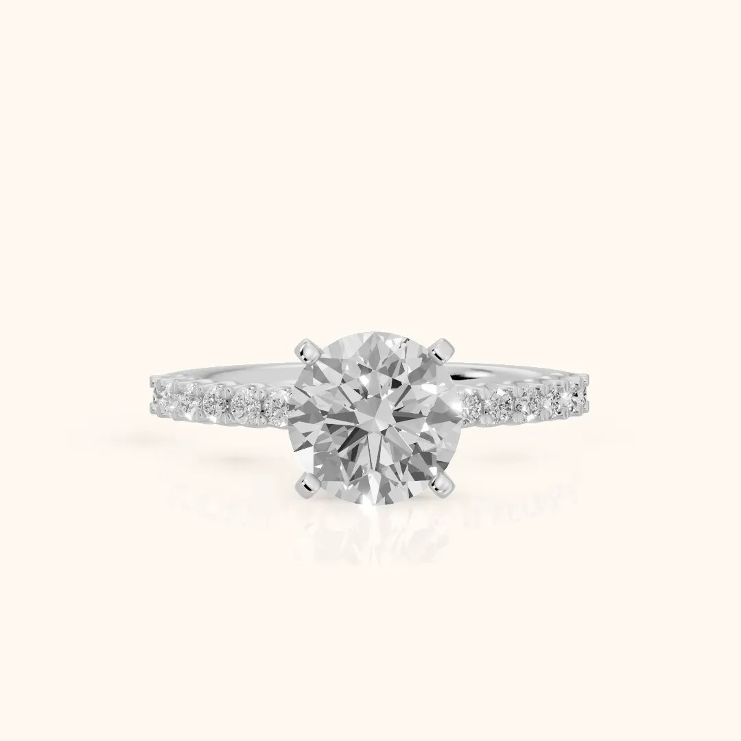 Leandra Scalloped Pavé Round Diamond Engagement Ring in White Gold — view 2