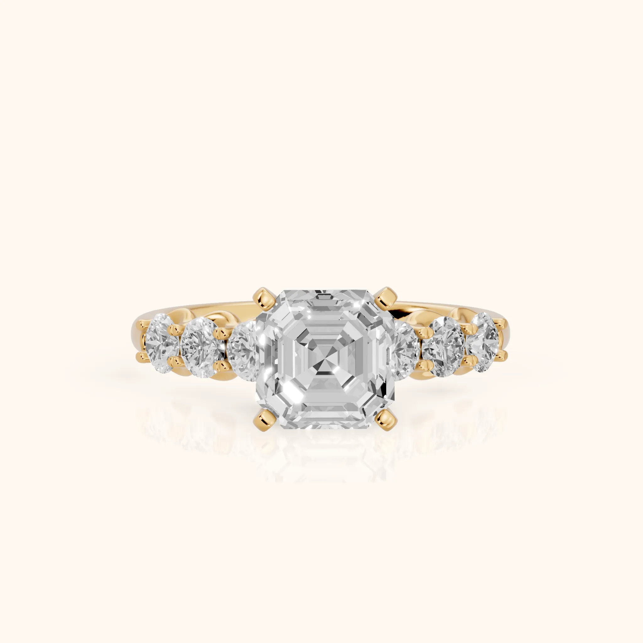 Lenora Scalloped Statement Asscher Diamond Engagement Ring in Yellow Gold — view 1