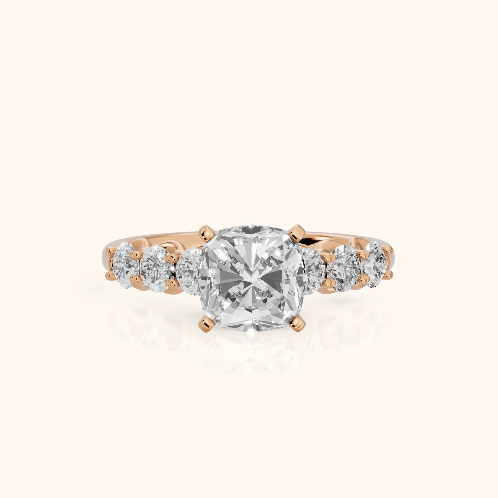 Lenora Scalloped Statement Cushion Diamond Engagement Ring in Rose Gold — view 1