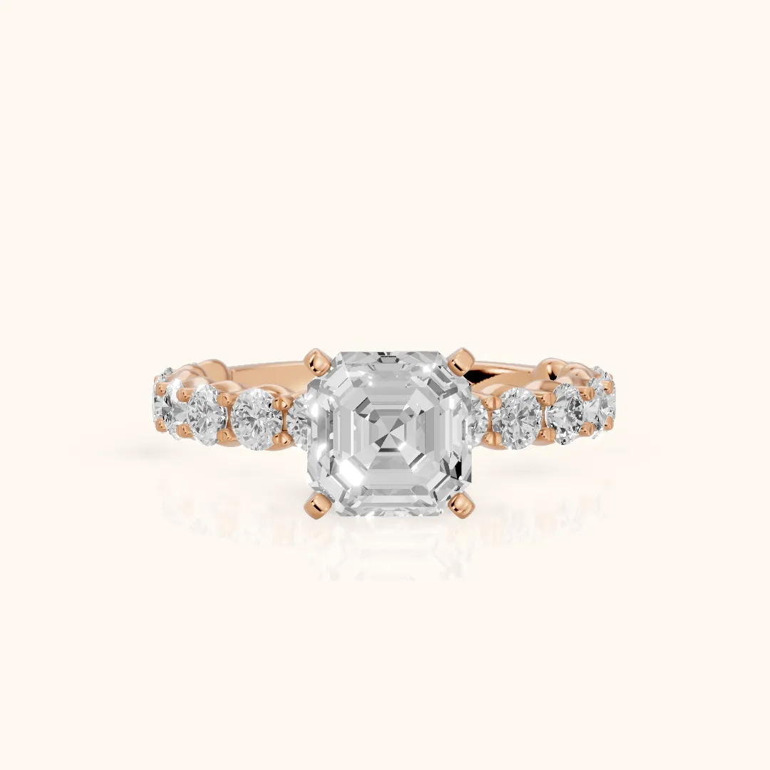 Leta Infinity Pavé Asscher Diamond Engagement Ring in Rose Gold — view 2
