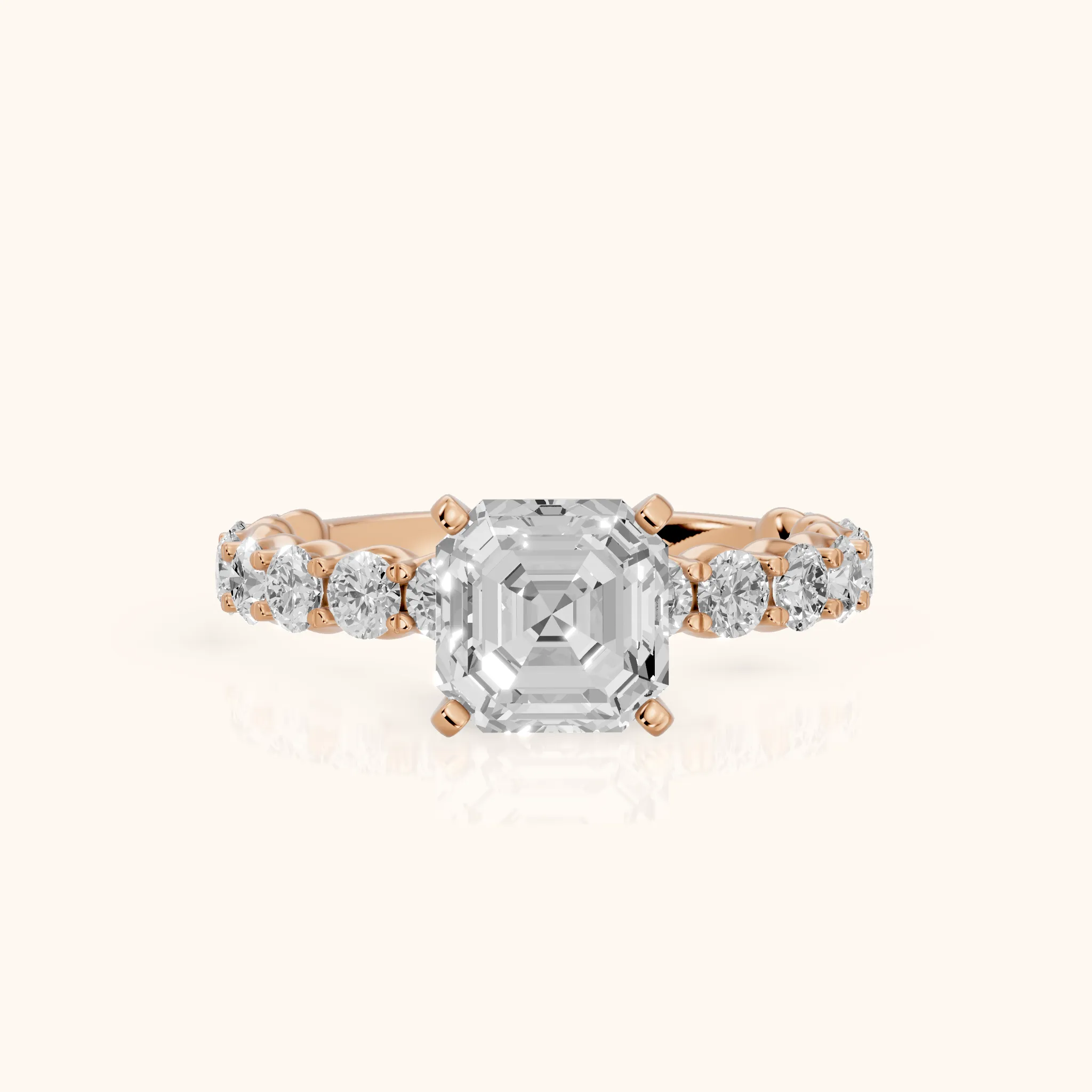 Leta Infinity Pavé Asscher Diamond Engagement Ring in Rose Gold — view 1