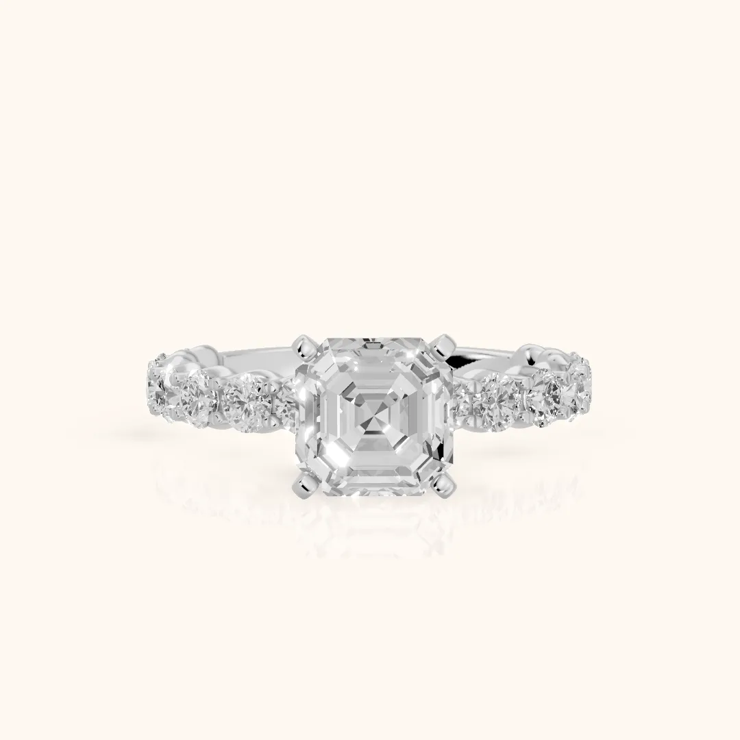 Leta Infinity Pavé Asscher Diamond Engagement Ring in Platinum — view 2