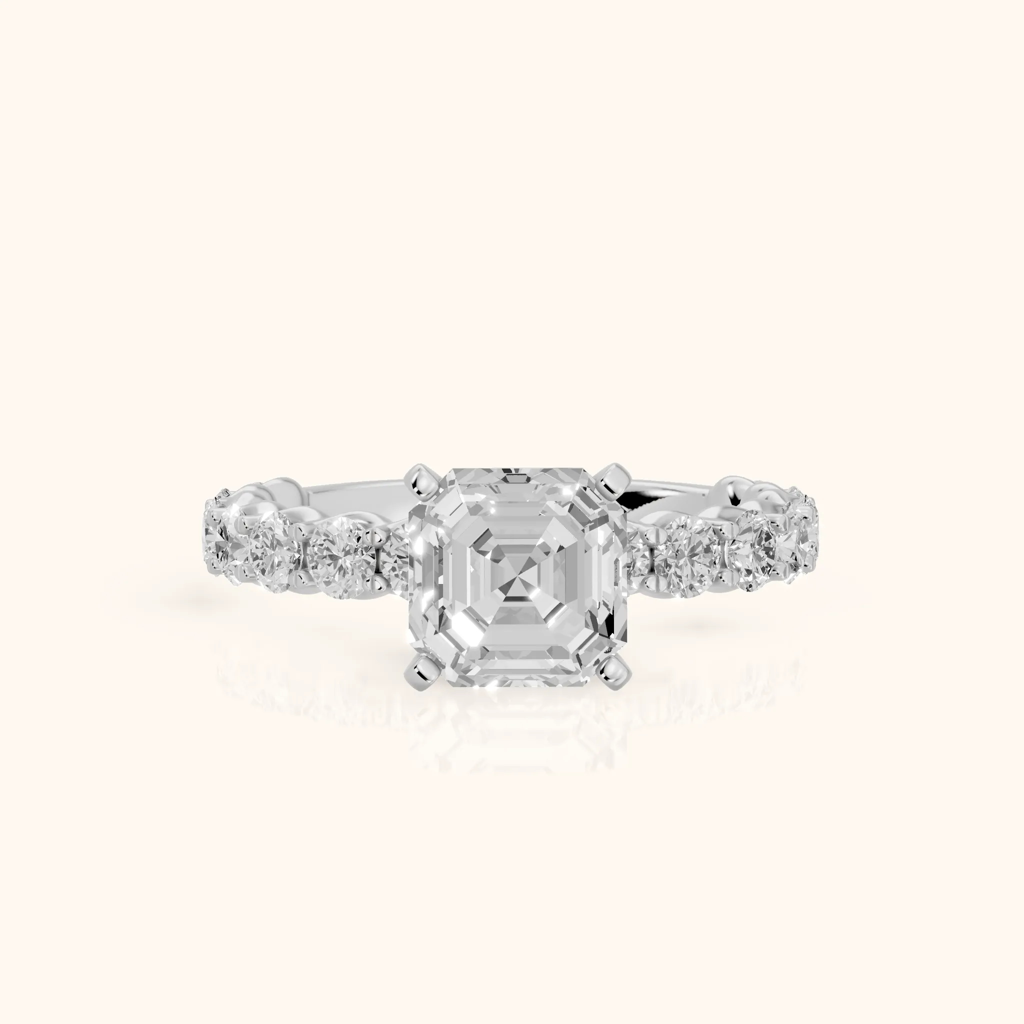 Leta Infinity Pavé Asscher Diamond Engagement Ring in Platinum — view 1