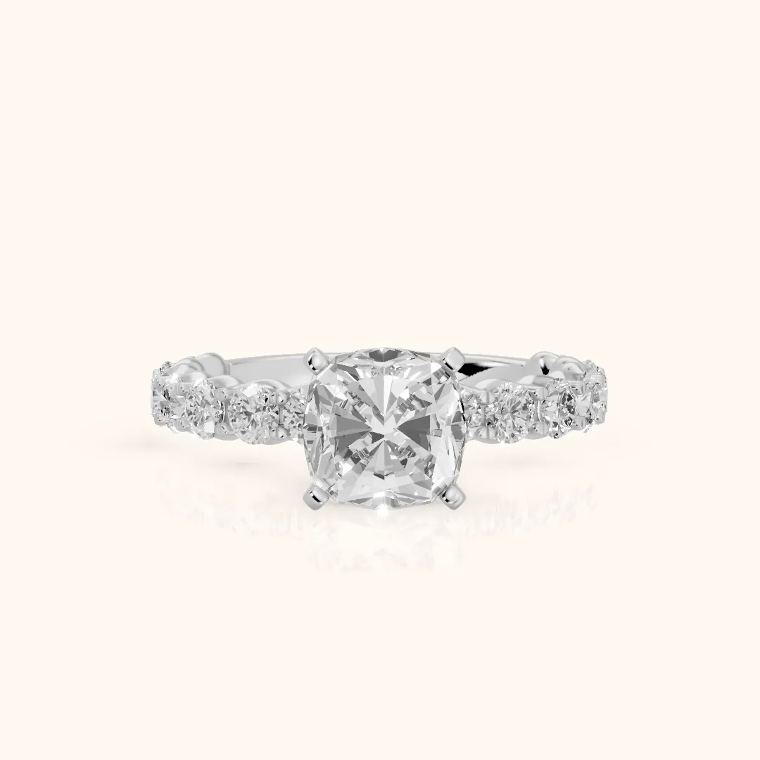 Leta Infinity Pavé Cushion Diamond Engagement Ring in Platinum — view 2