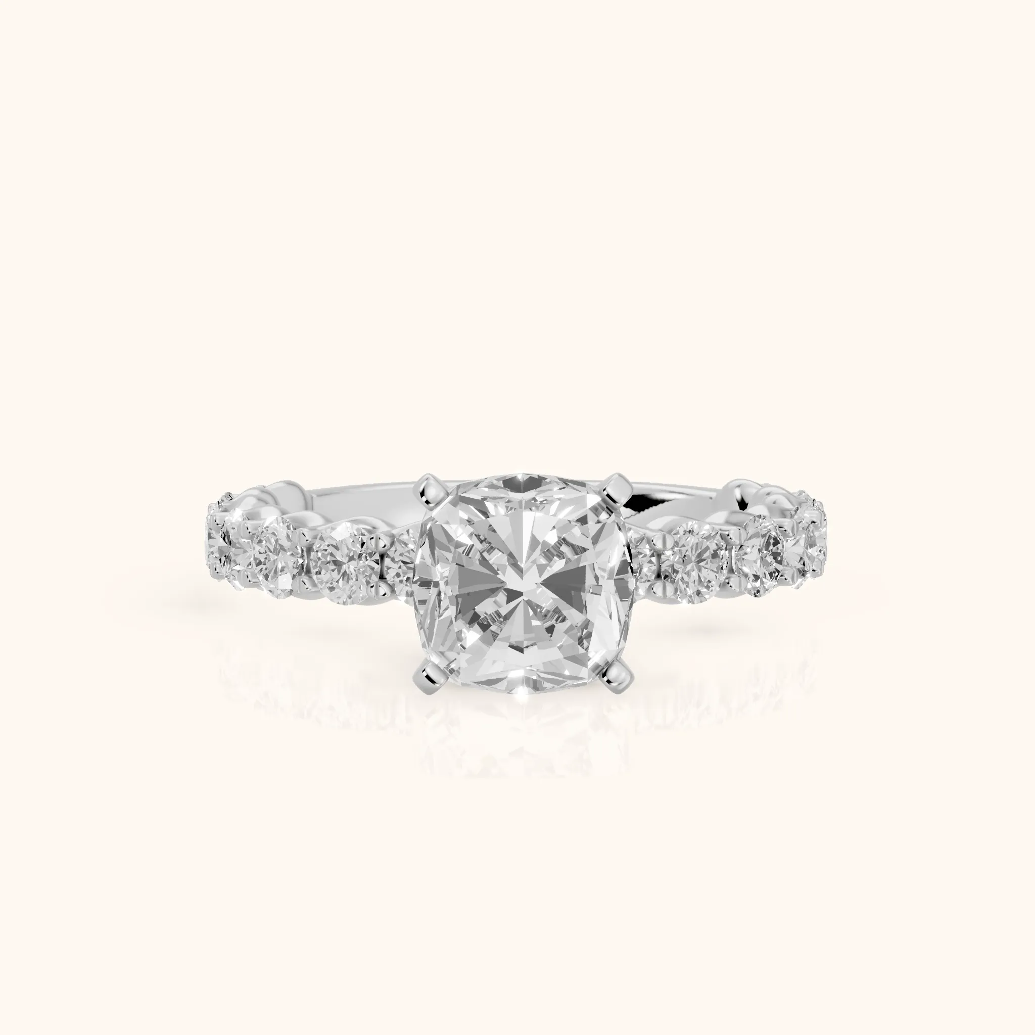 Leta Infinity Pavé Cushion Diamond Engagement Ring in Platinum — view 1