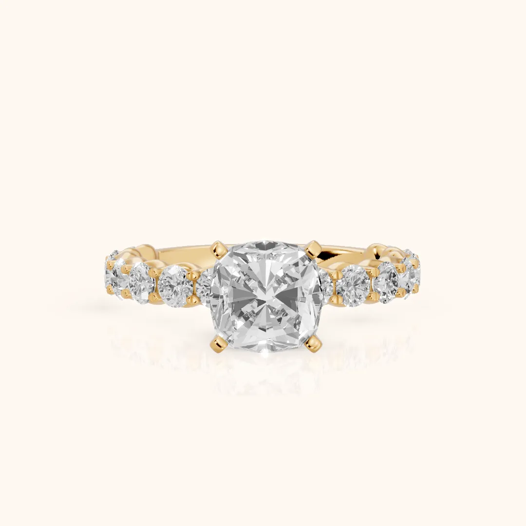 Leta Infinity Pavé Cushion Diamond Engagement Ring in Yellow Gold — view 2