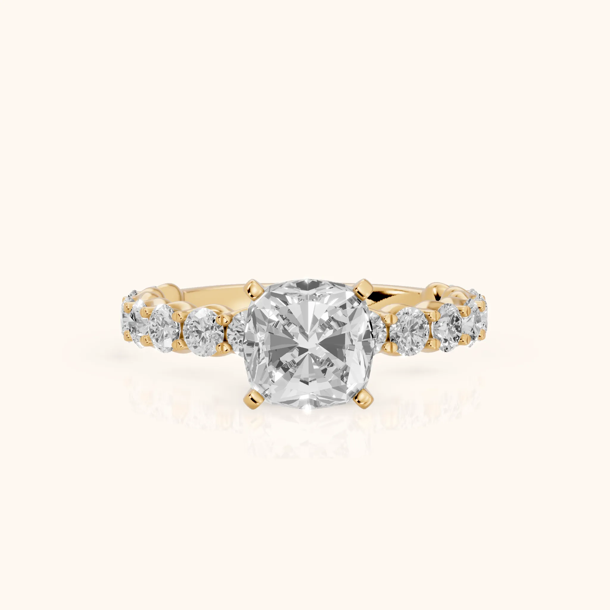 Leta Infinity Pavé Cushion Diamond Engagement Ring in Yellow Gold — view 1