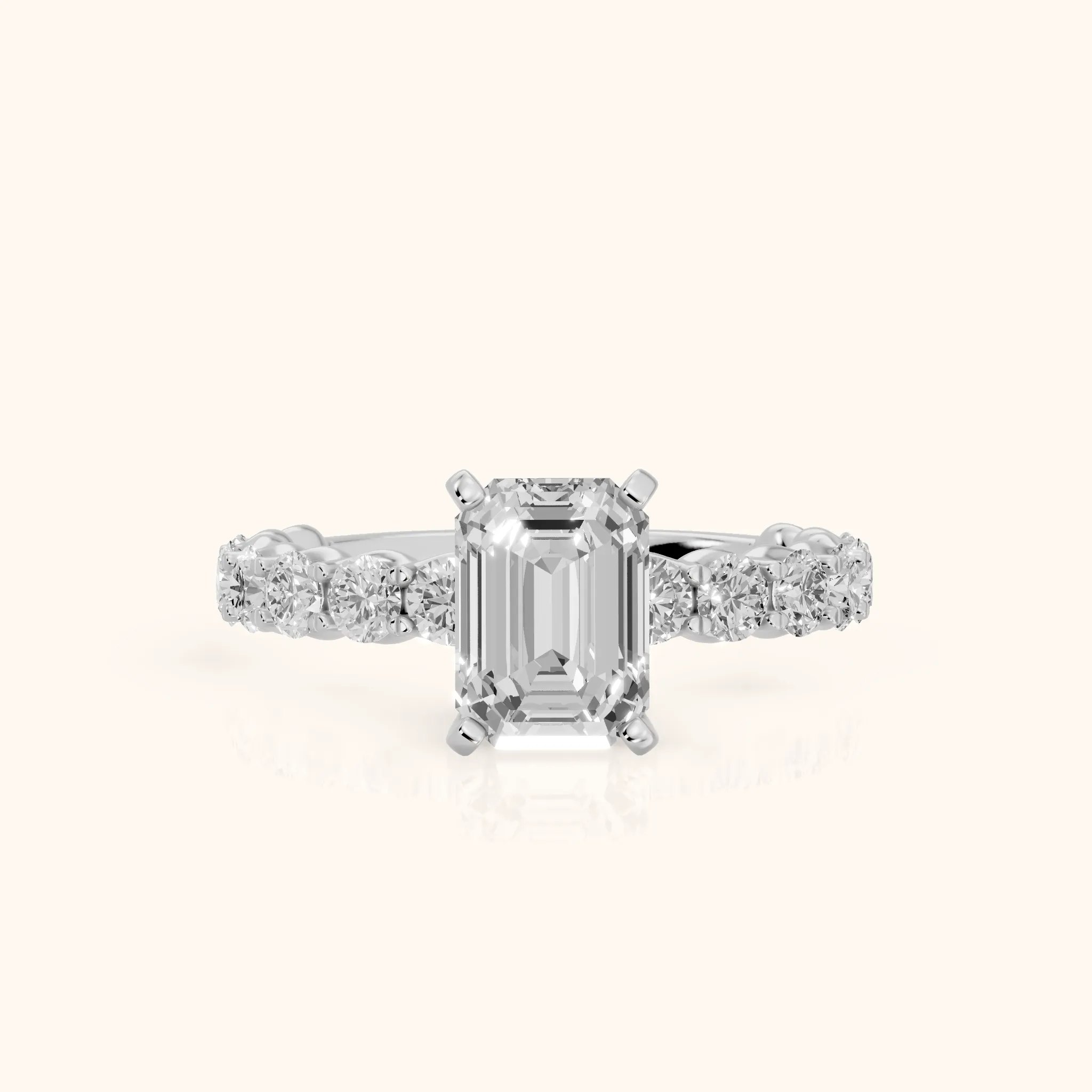 Leta Infinity Pavé Emerald Diamond Engagement Ring in Silver — view 1