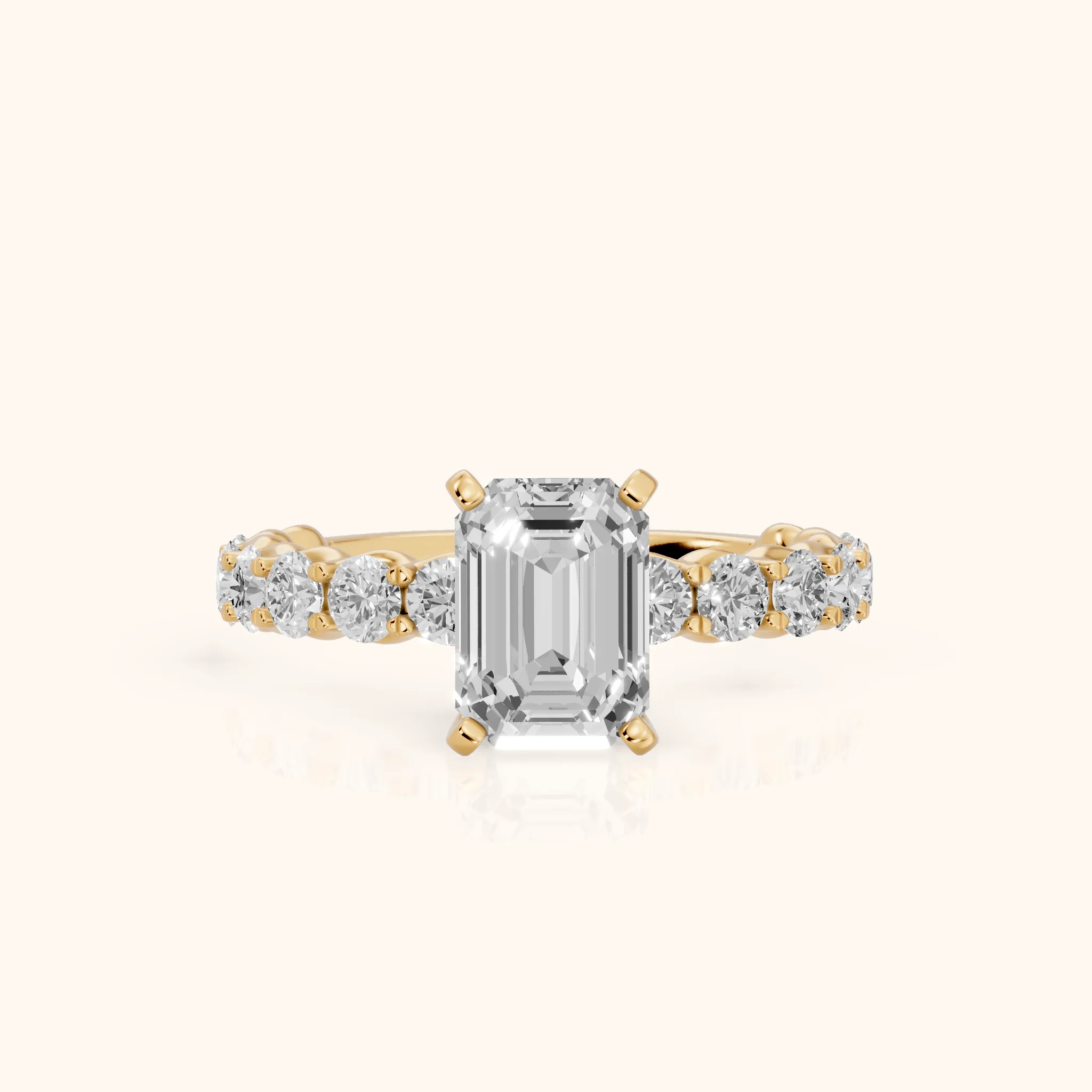 Leta Infinity Pavé Emerald Diamond Engagement Ring in Yellow Gold — view 1