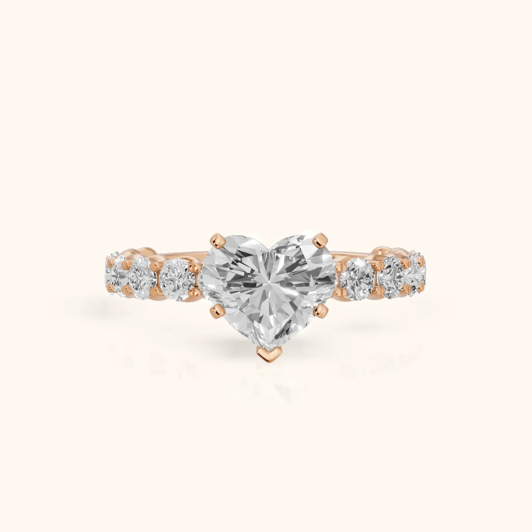 Leta Infinity Pavé Heart Diamond Engagement Ring in Rose Gold — view 2