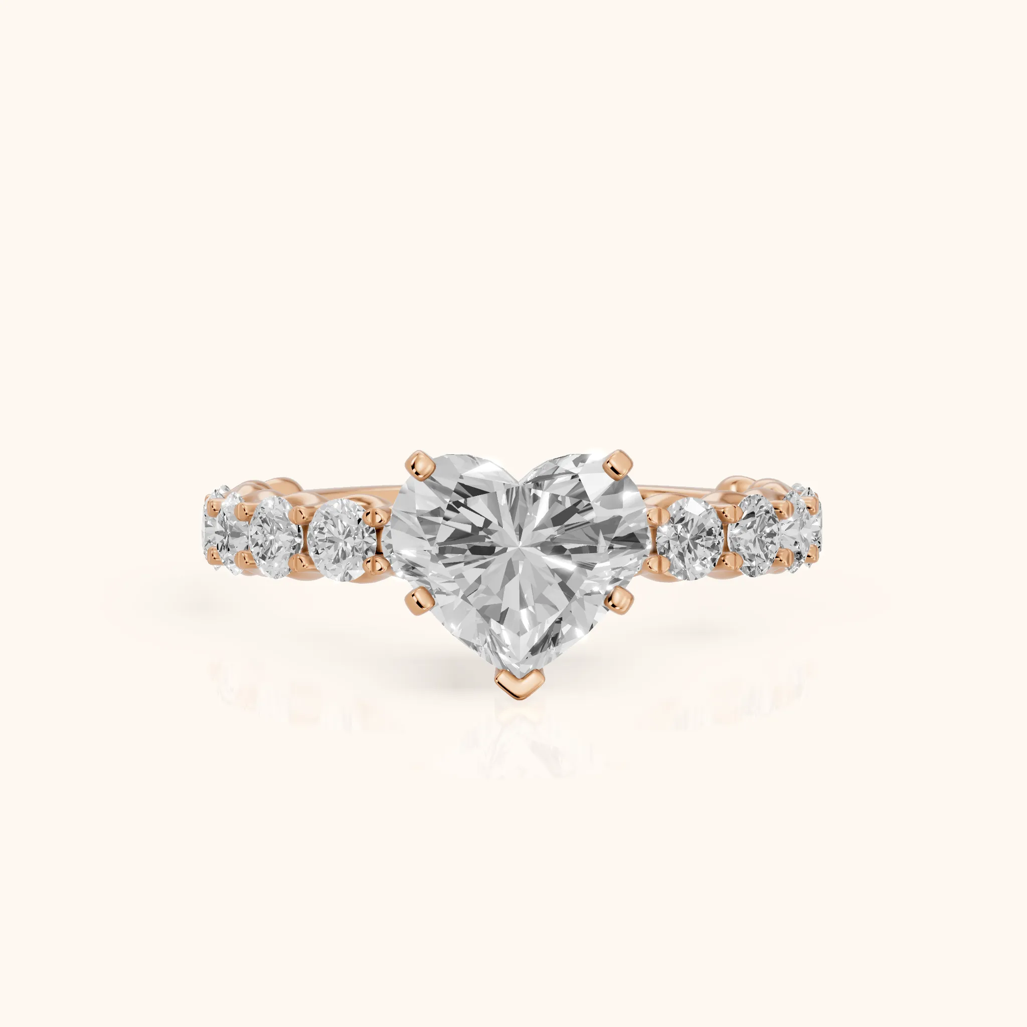 Leta Infinity Pavé Heart Diamond Engagement Ring in Rose Gold — view 1