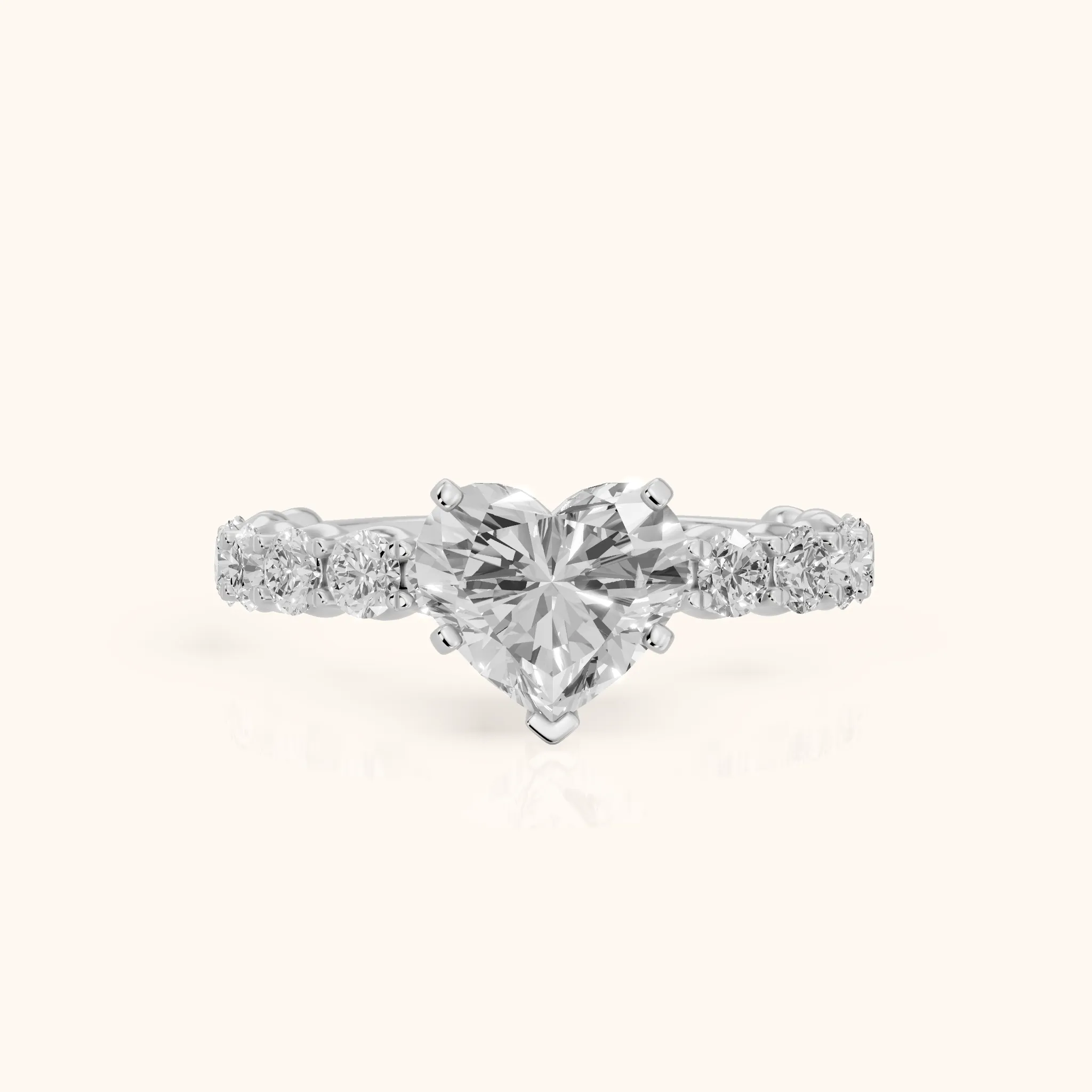 Leta Infinity Pavé Heart Diamond Engagement Ring in Silver — view 1