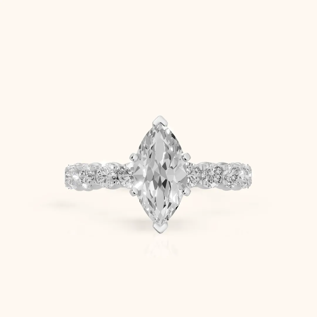Leta Infinity Pavé Marquise Diamond Engagement Ring in Silver — view 2