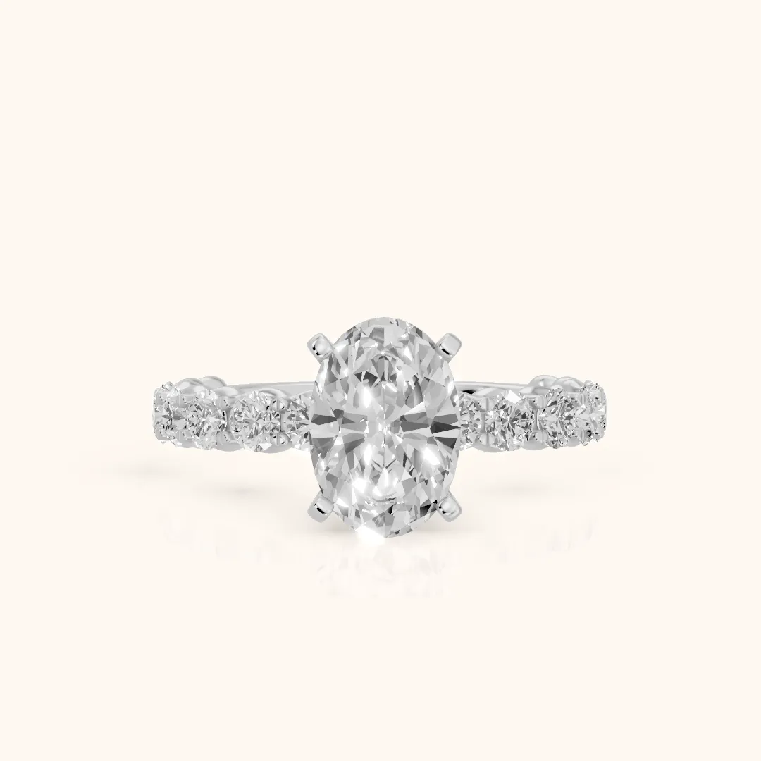 Leta Infinity Pavé Oval Diamond Engagement Ring in Silver — view 2