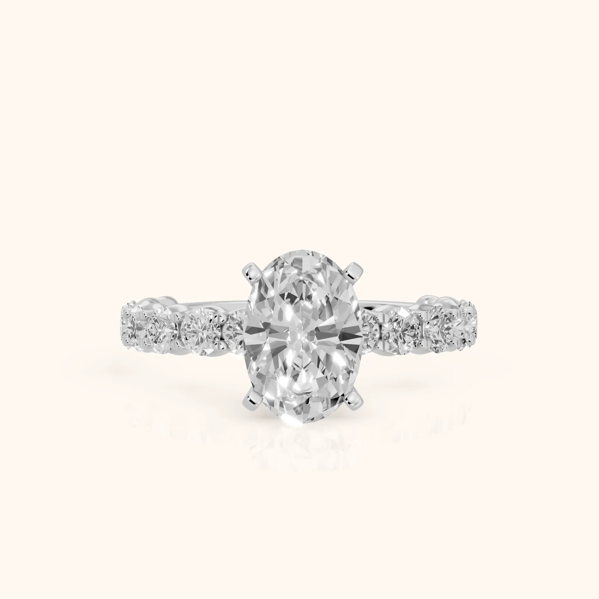 Leta Infinity Pavé Oval Diamond Engagement Ring in Silver — view 1