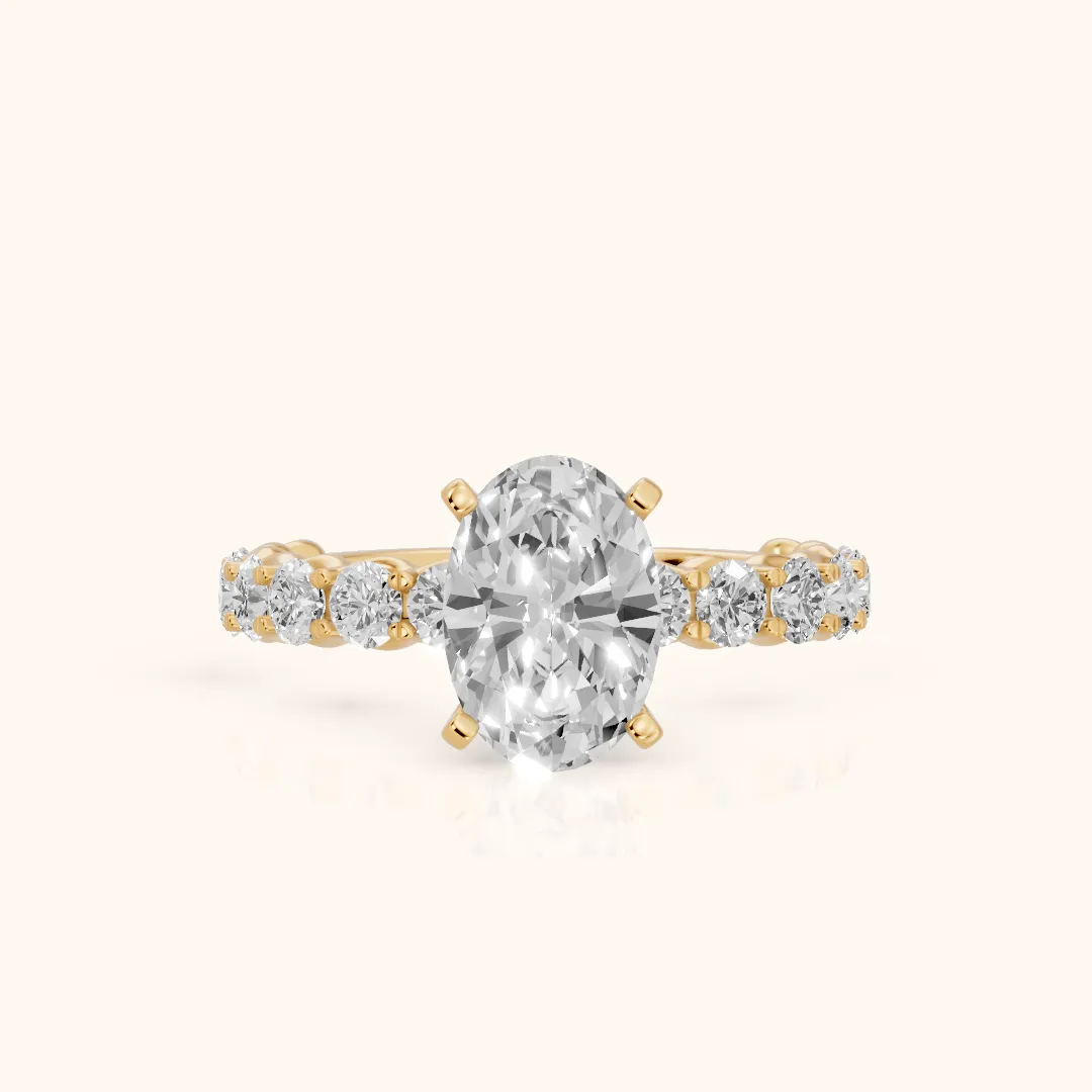 Leta Infinity Pavé Oval Diamond Engagement Ring in Yellow Gold — view 2