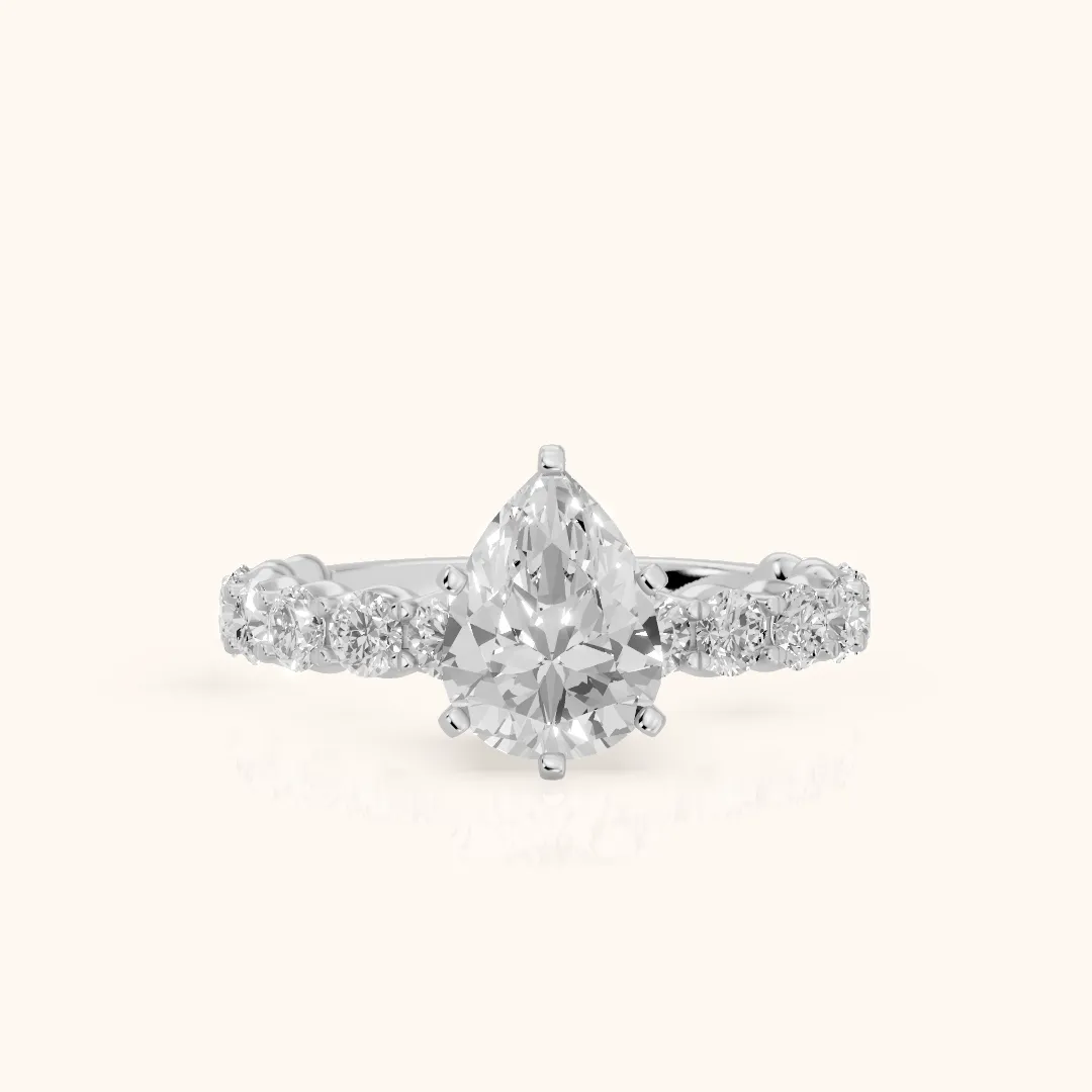 Leta Infinity Pavé Pear Diamond Engagement Ring in Platinum — view 2