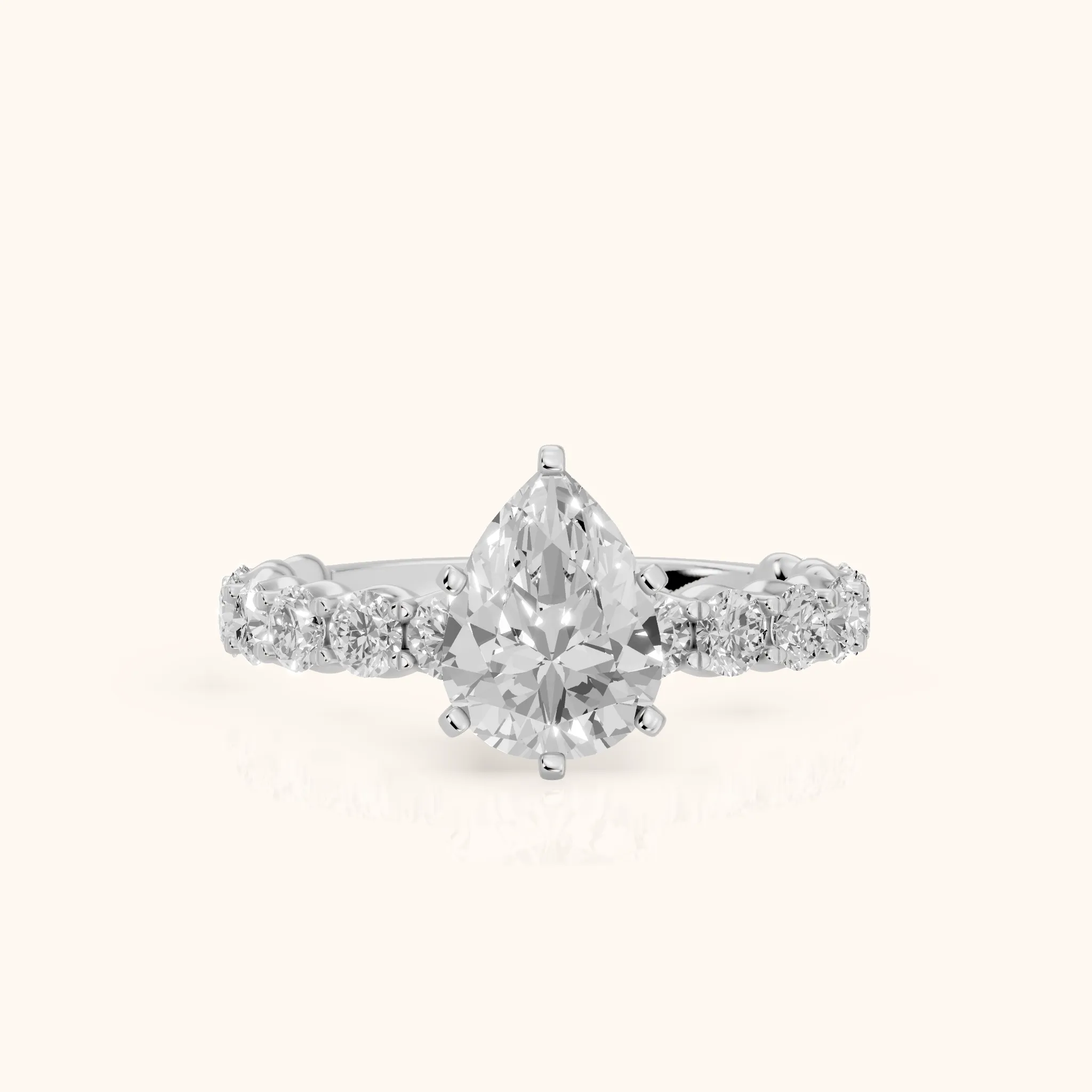 Leta Infinity Pavé Pear Diamond Engagement Ring in Platinum — view 1