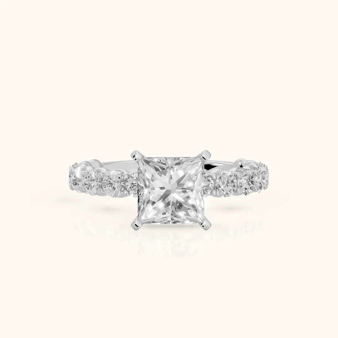 Leta Infinity Pavé Princess Diamond Engagement Ring in Platinum — view 2