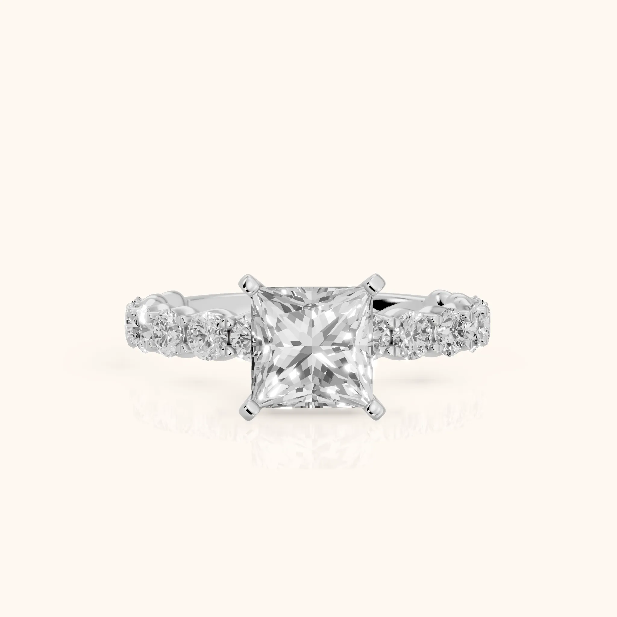 Leta Infinity Pavé Princess Diamond Engagement Ring in Platinum — view 1