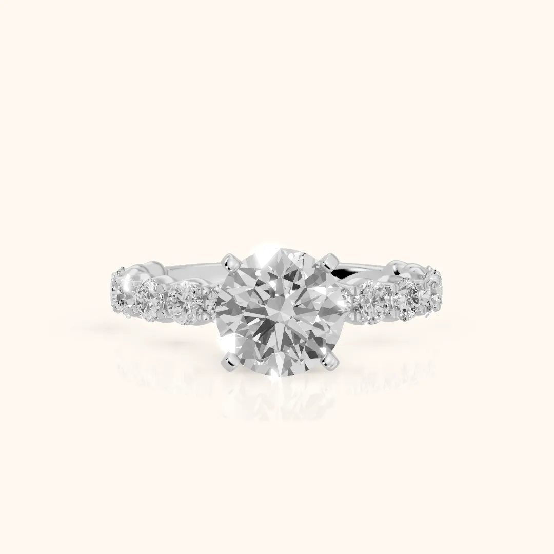Leta Infinity Pavé Round Diamond Engagement Ring in Silver — view 2
