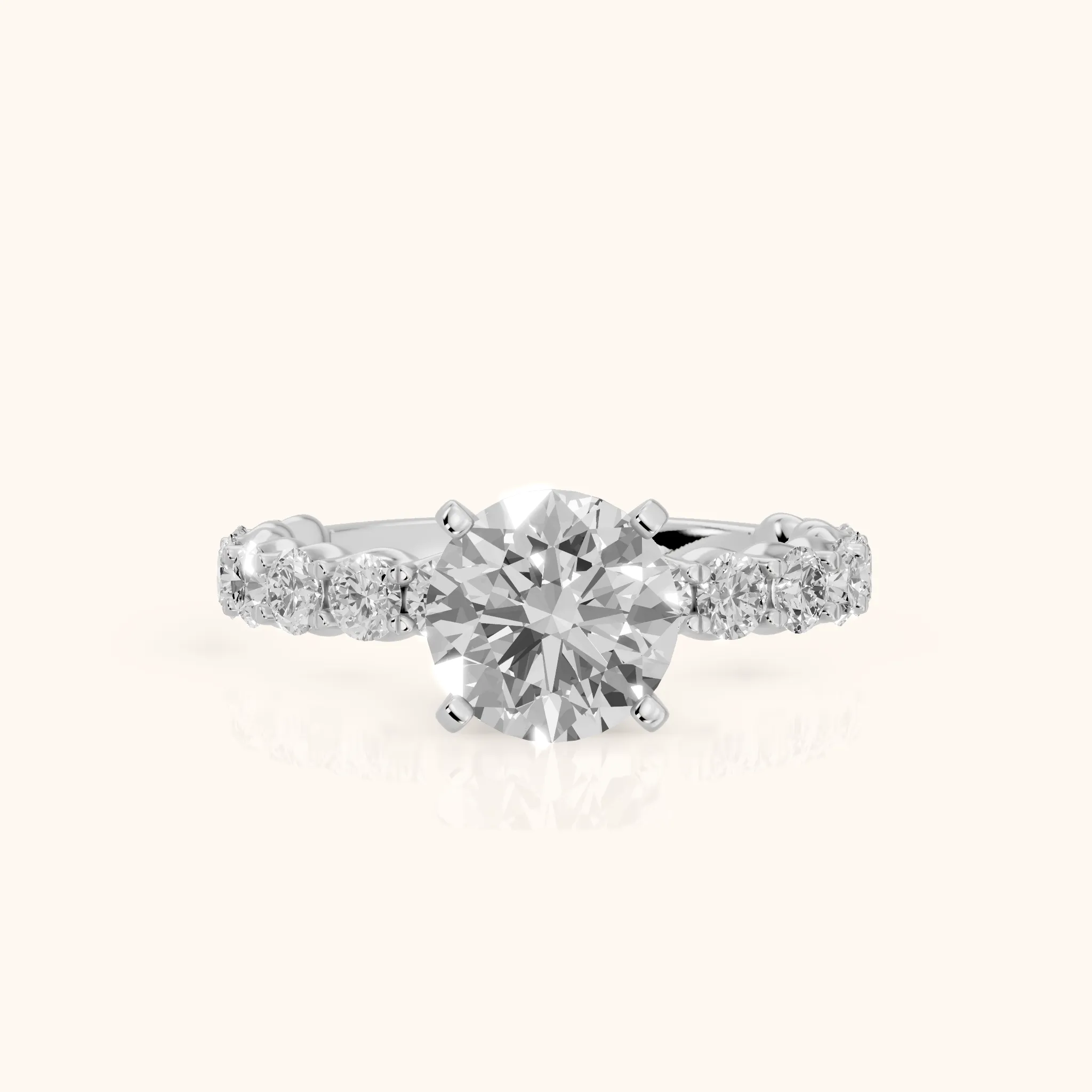 Leta Infinity Pavé Round Diamond Engagement Ring in Silver — view 1