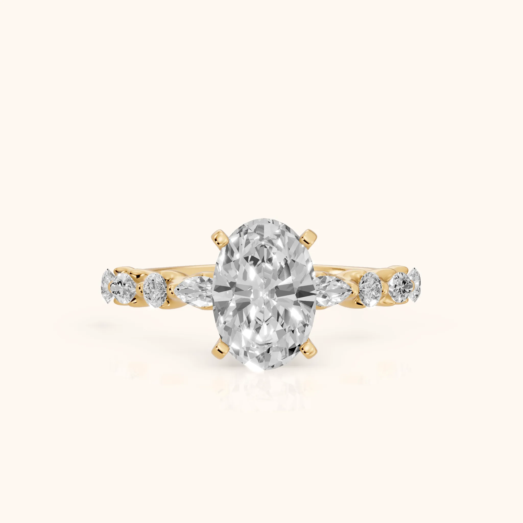 Lidia Leaf Garland Oval Diamond Engagement Ring in Yellow Gold — view 1