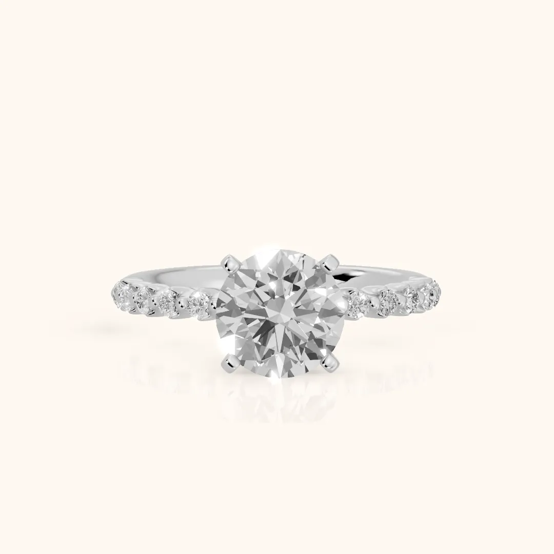 Lilia Beaded Pavé Round Diamond Engagement Ring in Platinum — view 2
