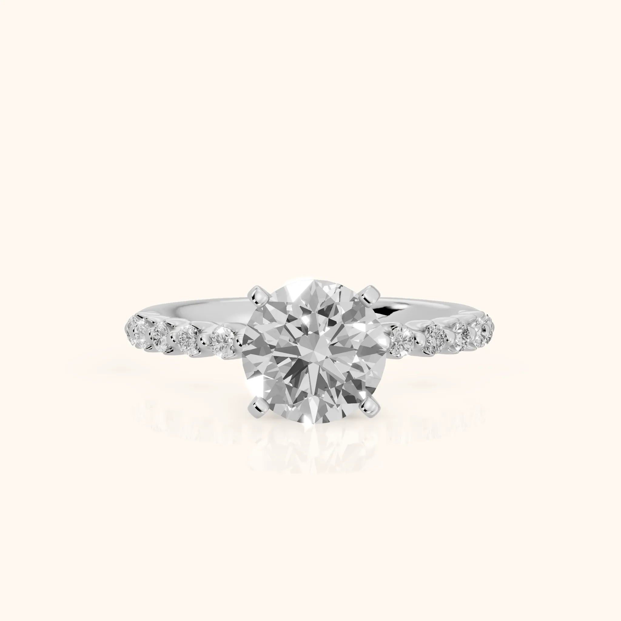 Lilia Beaded Pavé Round Diamond Engagement Ring in Platinum — view 1