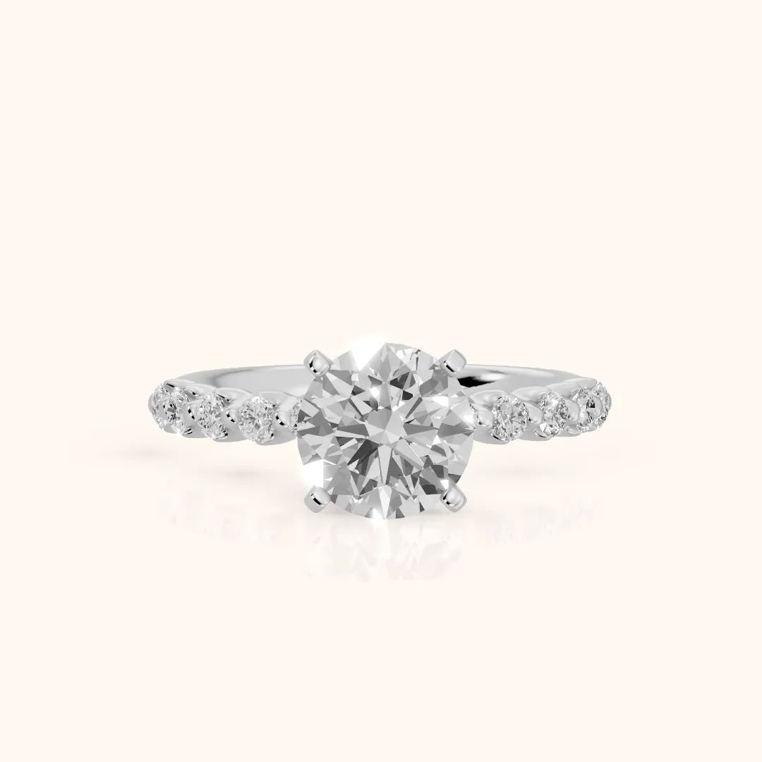 Louella Scalloped Pavé Round Diamond Engagement Ring in Silver — view 2