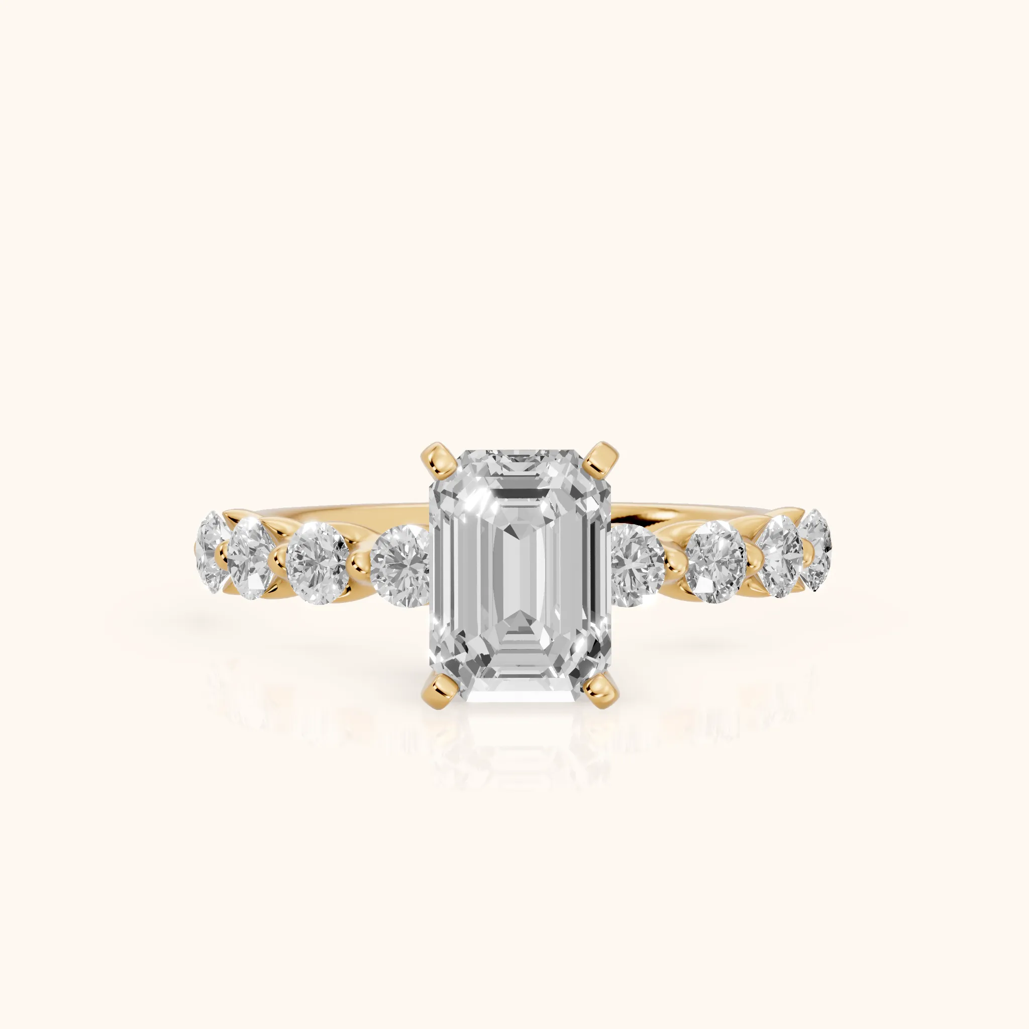 Maura Beaded Statement Emerald Diamond Engagement Ring in Yellow Gold — view 1