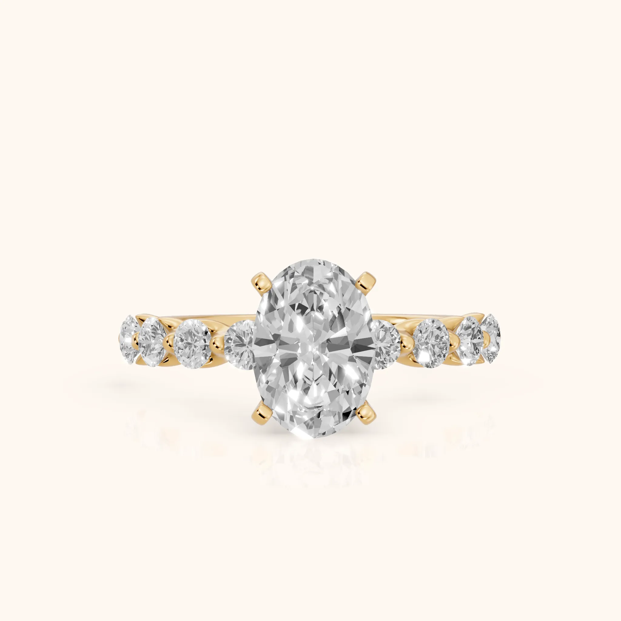 Maura Beaded Statement Oval Diamond Engagement Ring in Yellow Gold — view 1