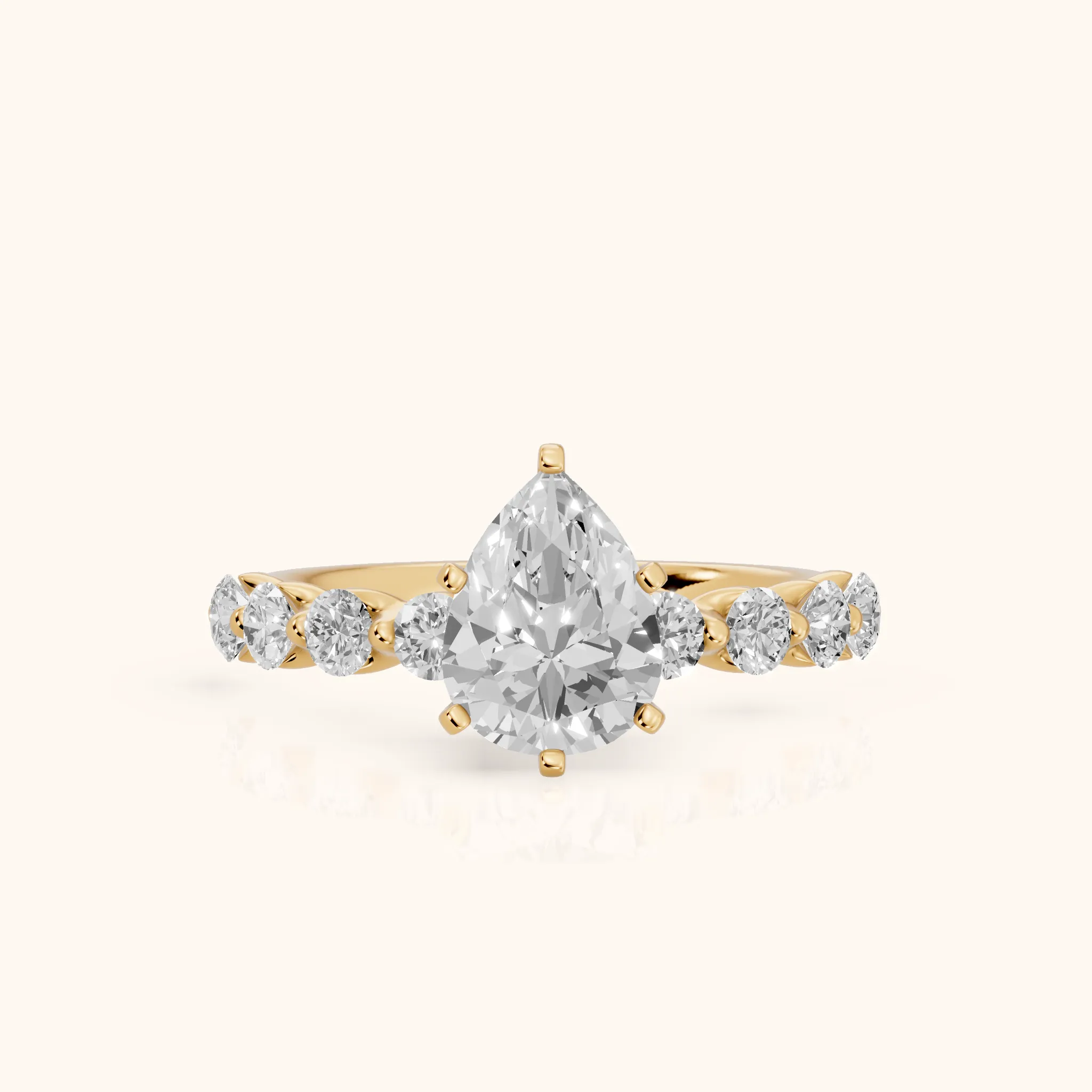 Maura Beaded Statement Pear Diamond Engagement Ring in Yellow Gold — view 1