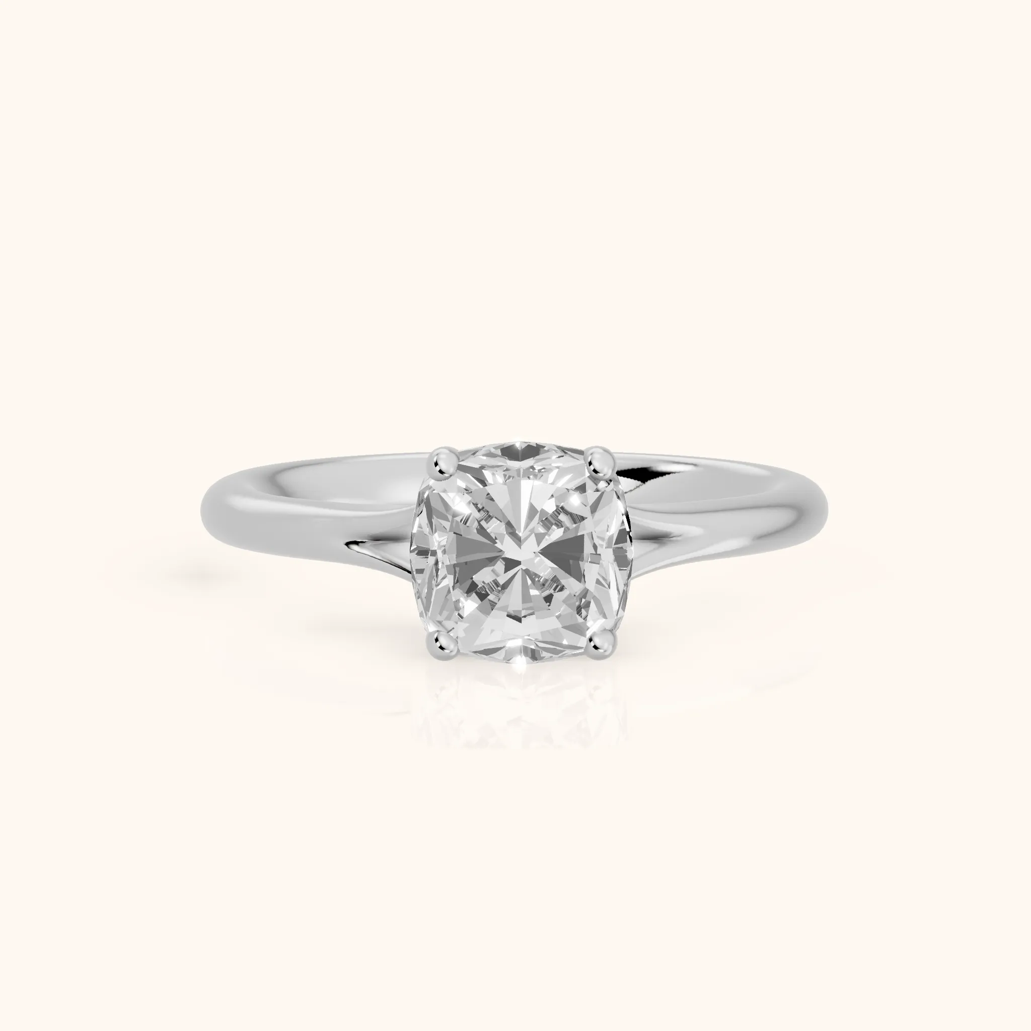 Melanie Solitaire Split Shank Cushion Diamond Engagement Ring in Platinum — view 1
