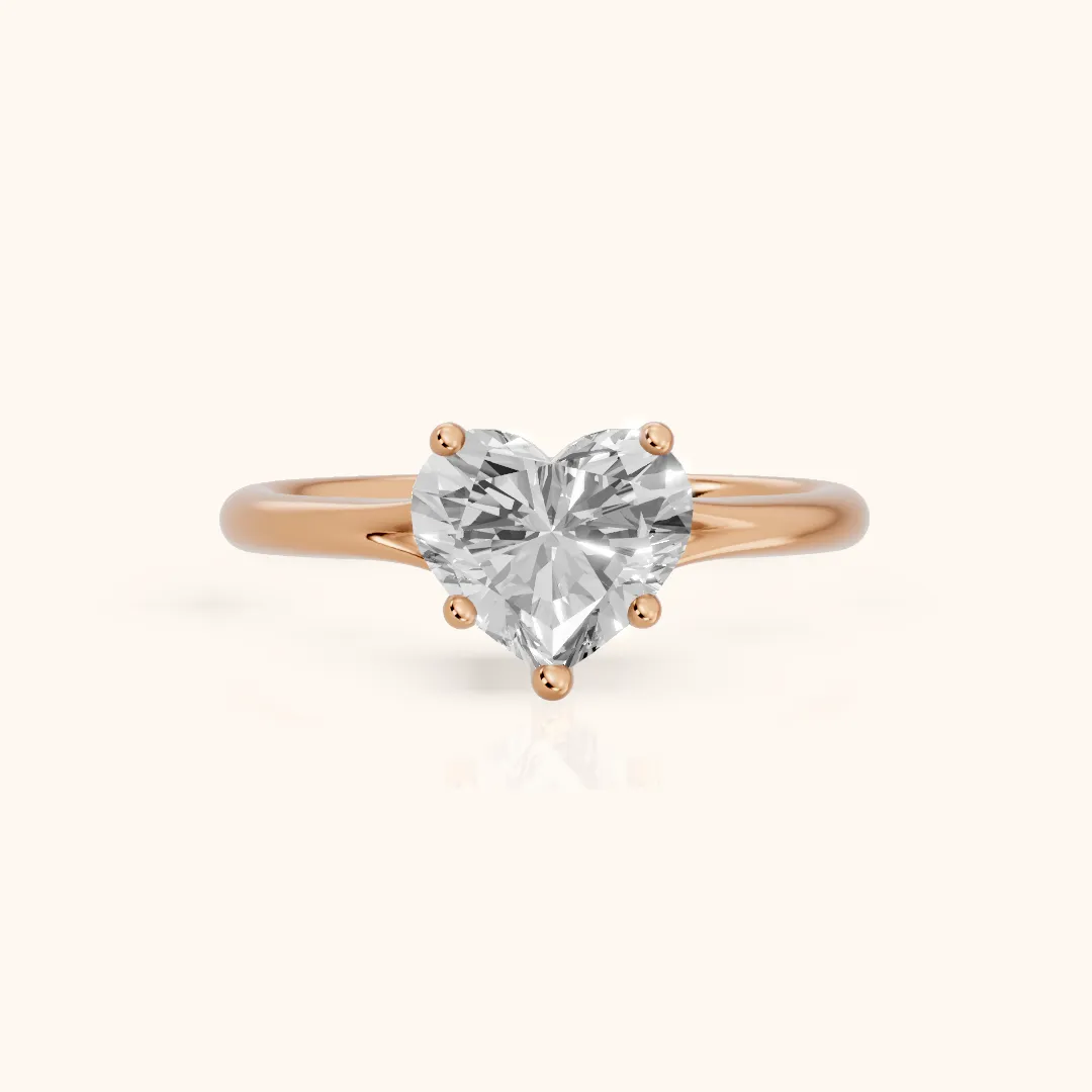 Melanie Solitaire Split Shank Heart Diamond Engagement Ring in Rose Gold — view 2