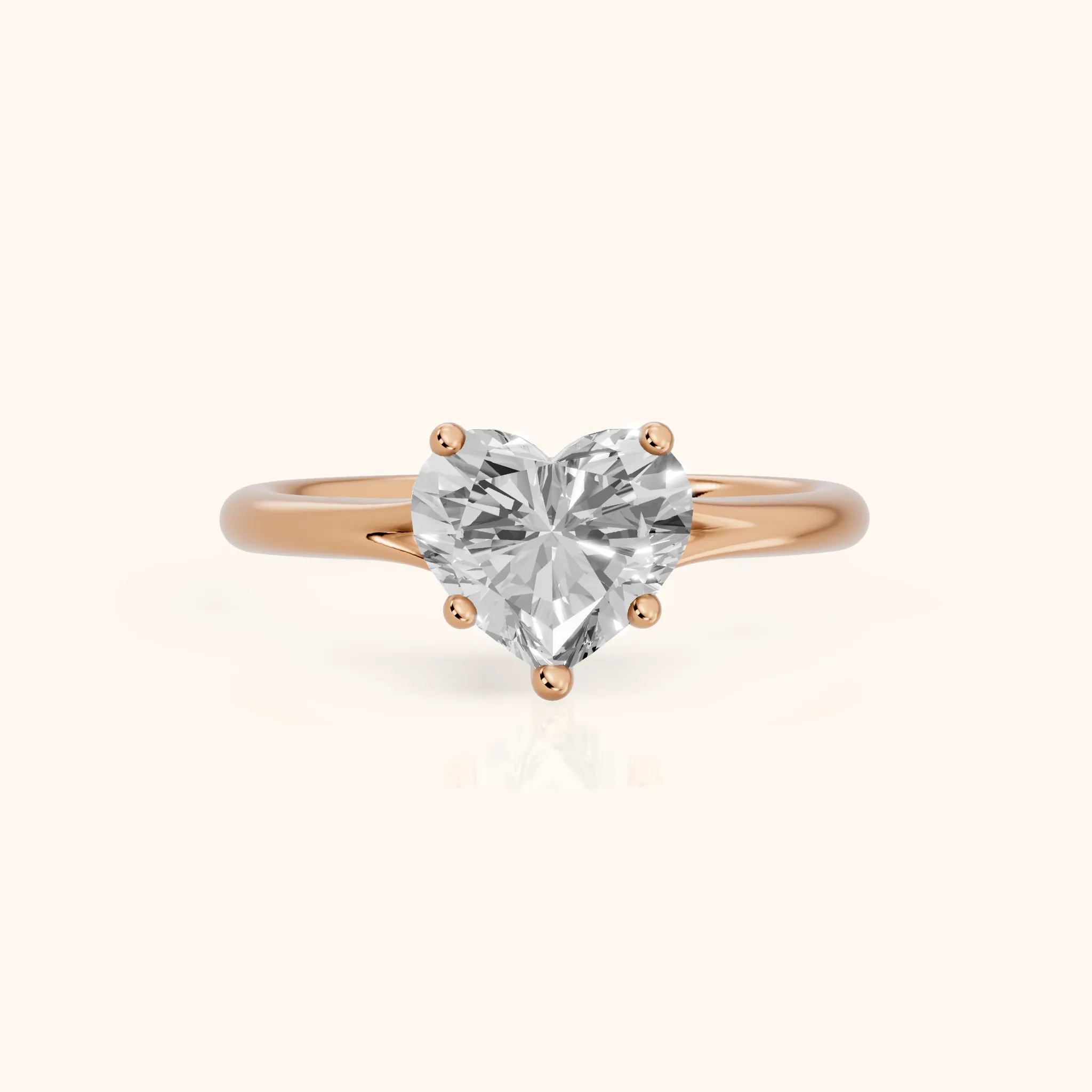 Melanie Solitaire Split Shank Heart Diamond Engagement Ring in Rose Gold — view 1