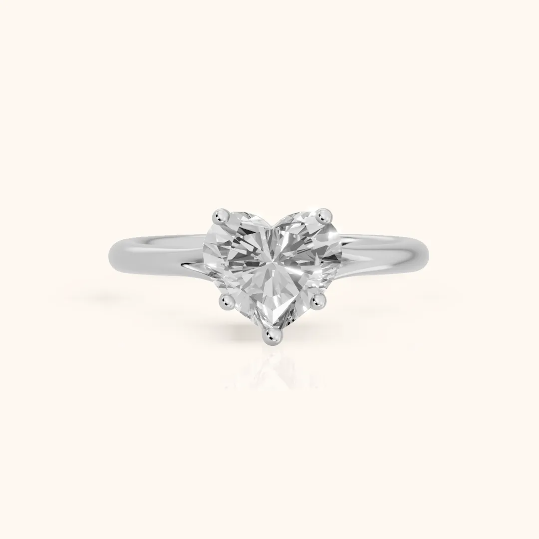 Melanie Solitaire Split Shank Heart Diamond Engagement Ring in Platinum — view 2