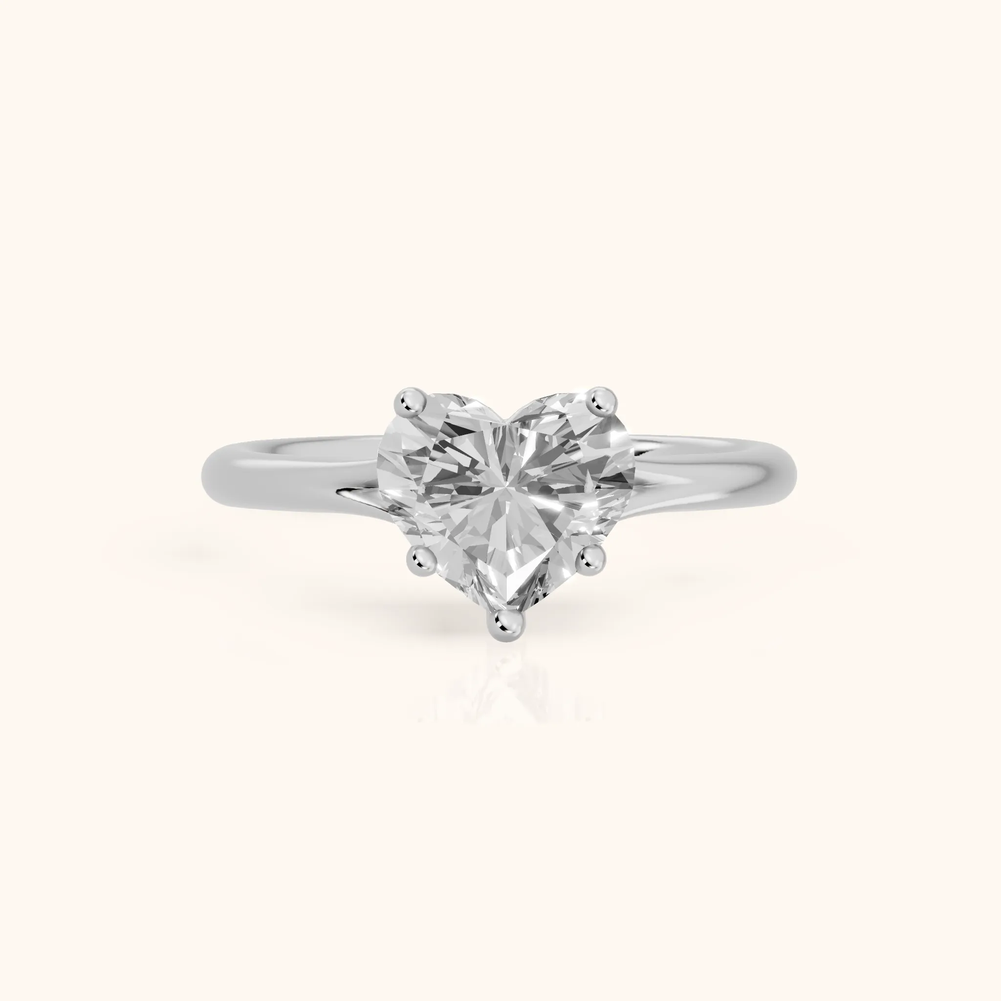 Melanie Solitaire Split Shank Heart Diamond Engagement Ring in Platinum — view 1