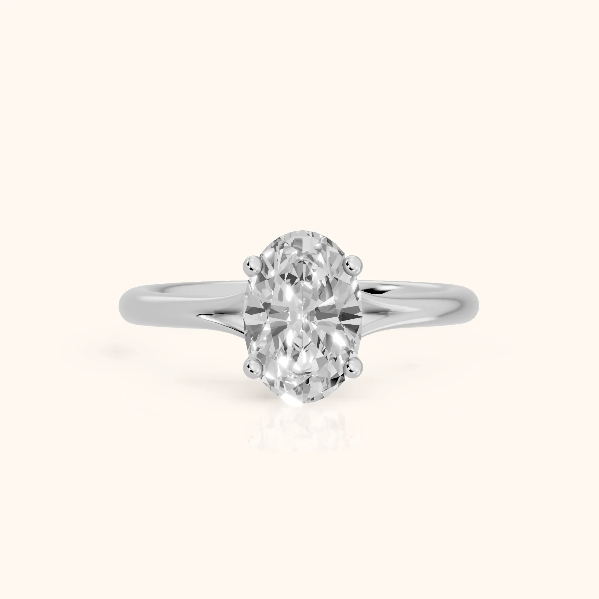 Melanie Solitaire Split Shank Oval Diamond Engagement Ring in Silver — view 1