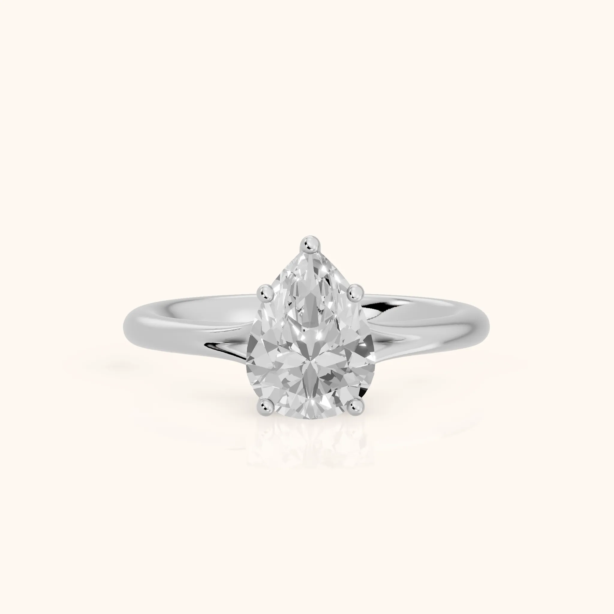 Melanie Solitaire Split Shank Pear Diamond Engagement Ring in Silver — view 1