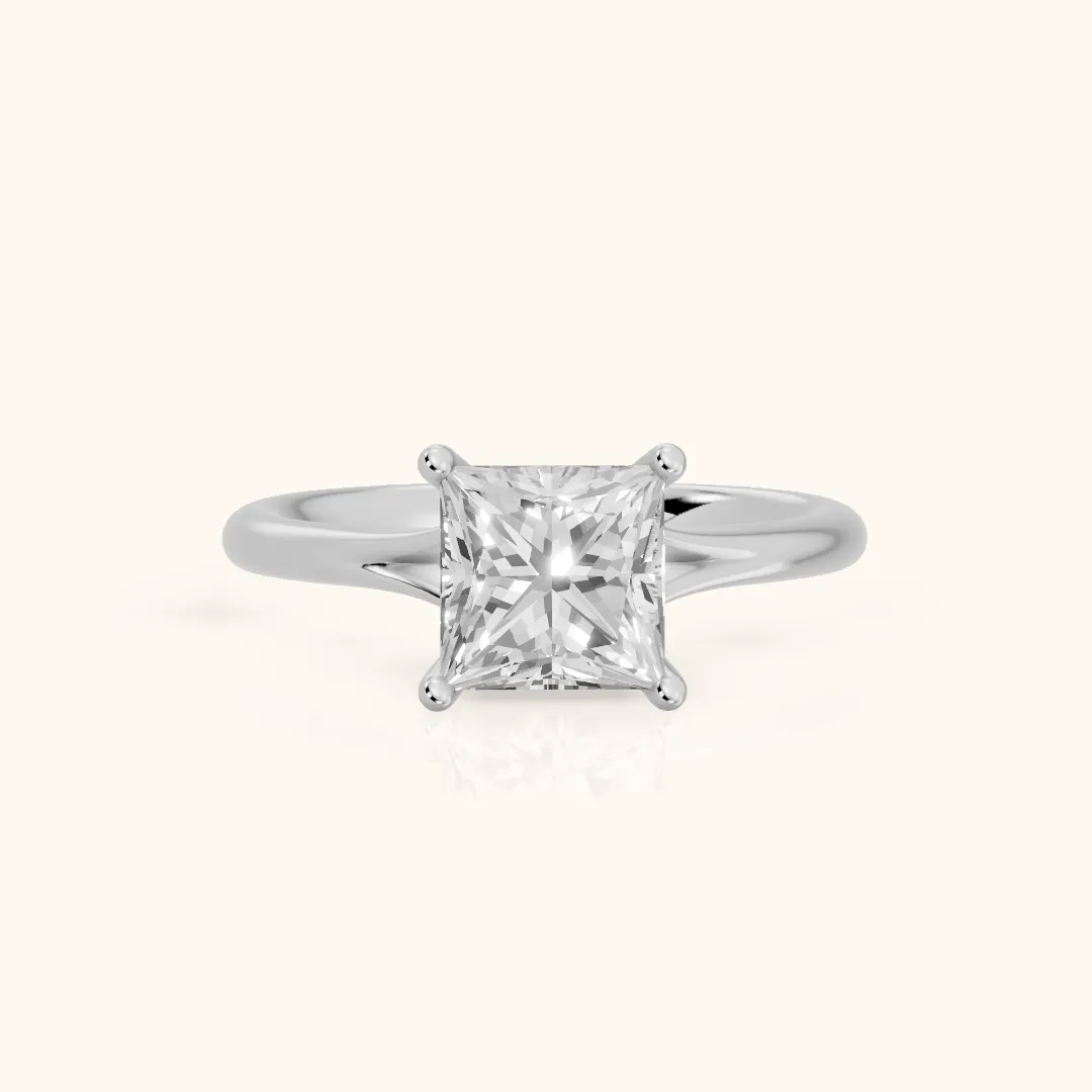 Melanie Solitaire Split Shank Princess Diamond Engagement Ring in Silver — view 2