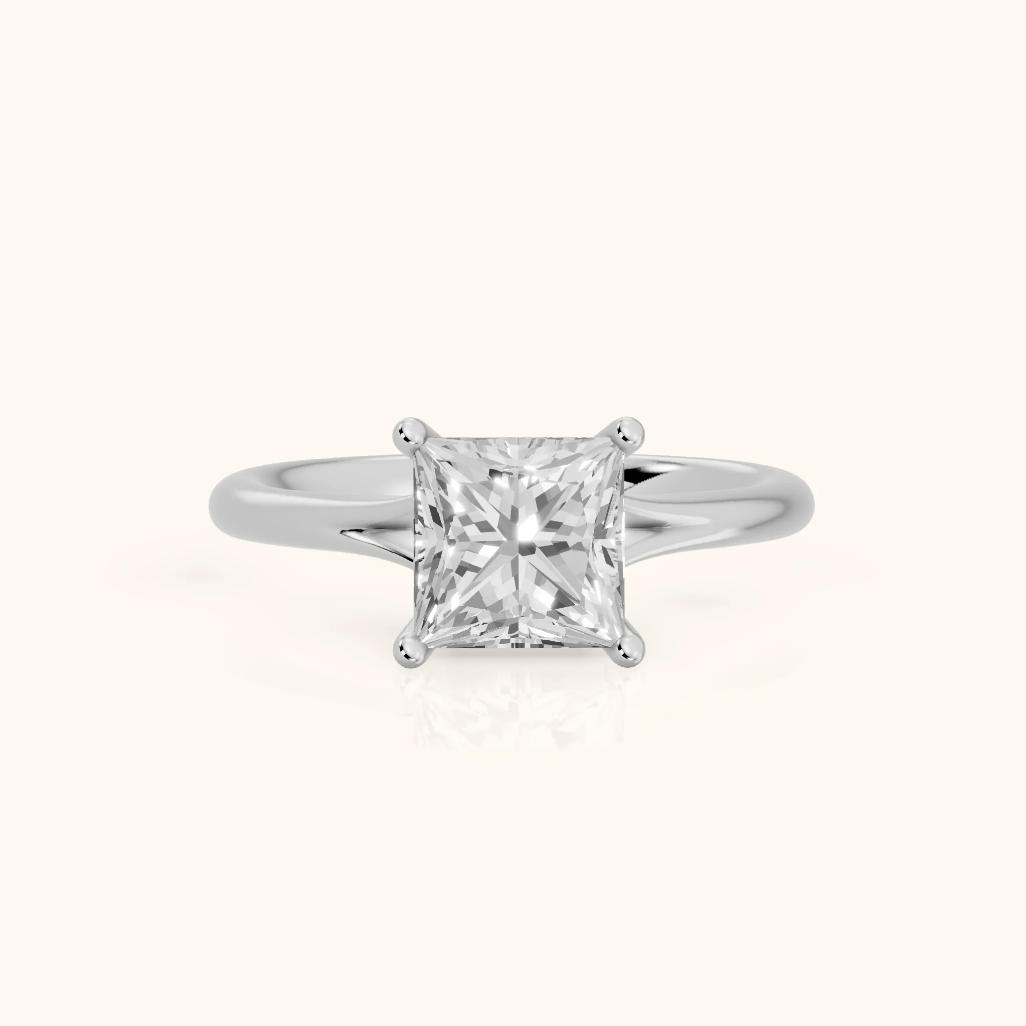 Melanie Solitaire Split Shank Princess Diamond Engagement Ring in Silver — view 1