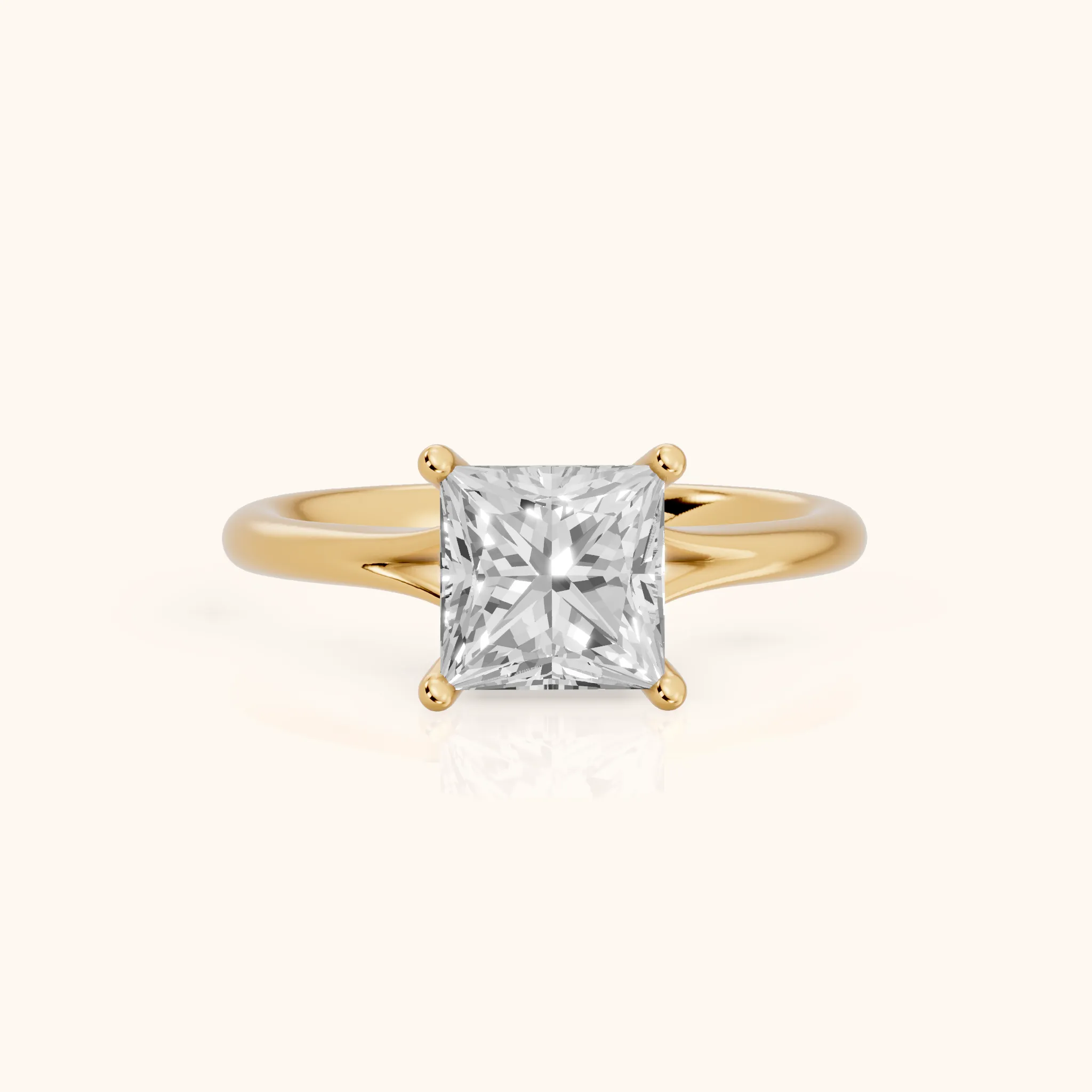 Melanie Solitaire Split Shank Princess Diamond Engagement Ring in Yellow Gold — view 1